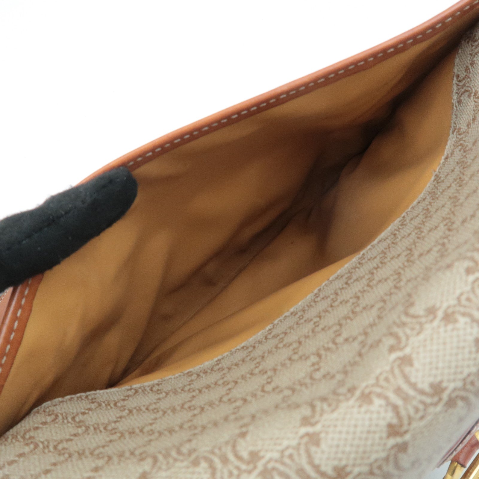 CELINE Macadam PVC Leather Shoulder Bag Beige Brown Used