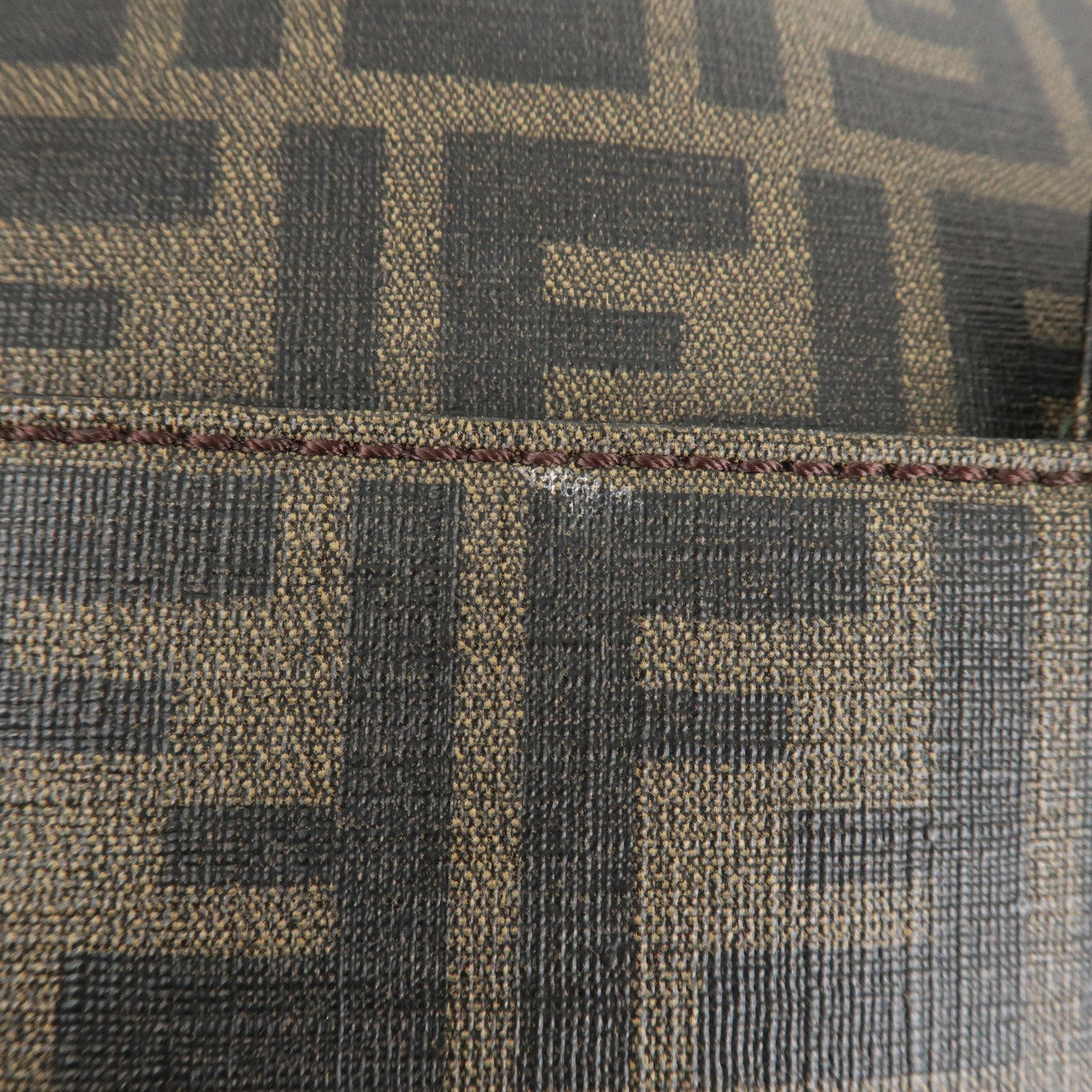 FENDI Zucca Print PVC Shoulder Bag Khaki Black 7VA207 Used