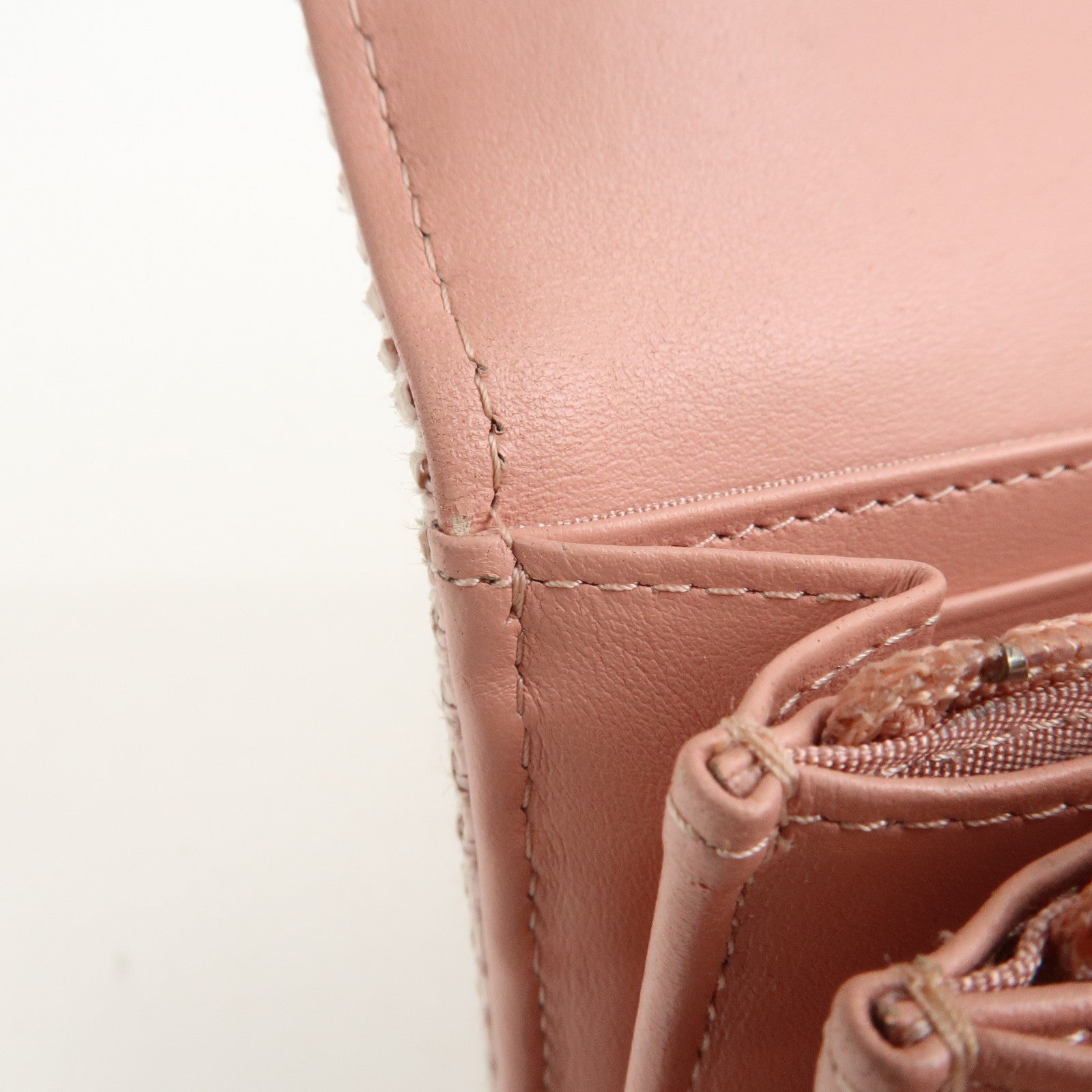 CHANEL Deauville Canvas Bi-fold Long Wallet Pink A80056 Used
