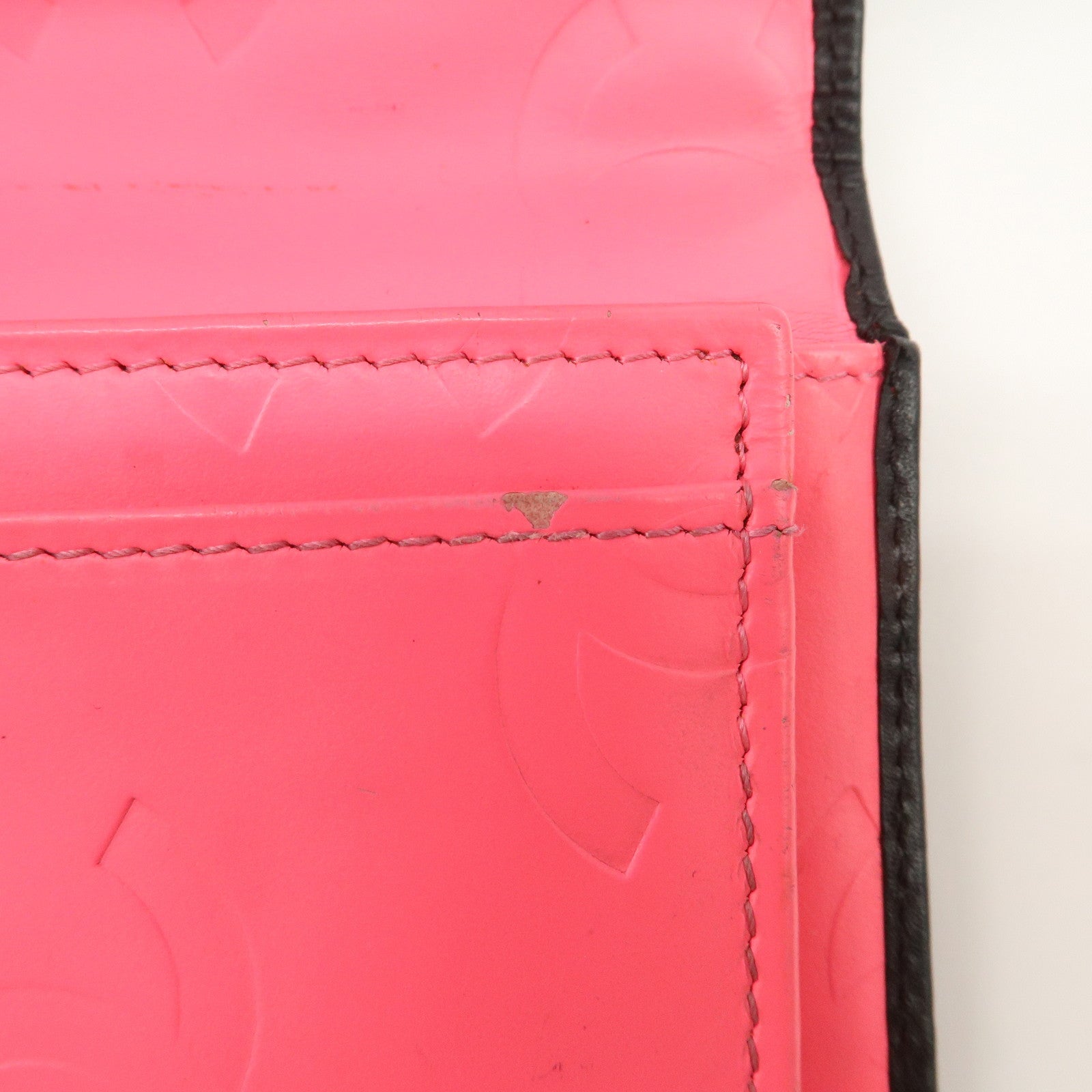 CHANEL Cambon Line Patent Leather Bi-fold Wallet Black A26717 Used