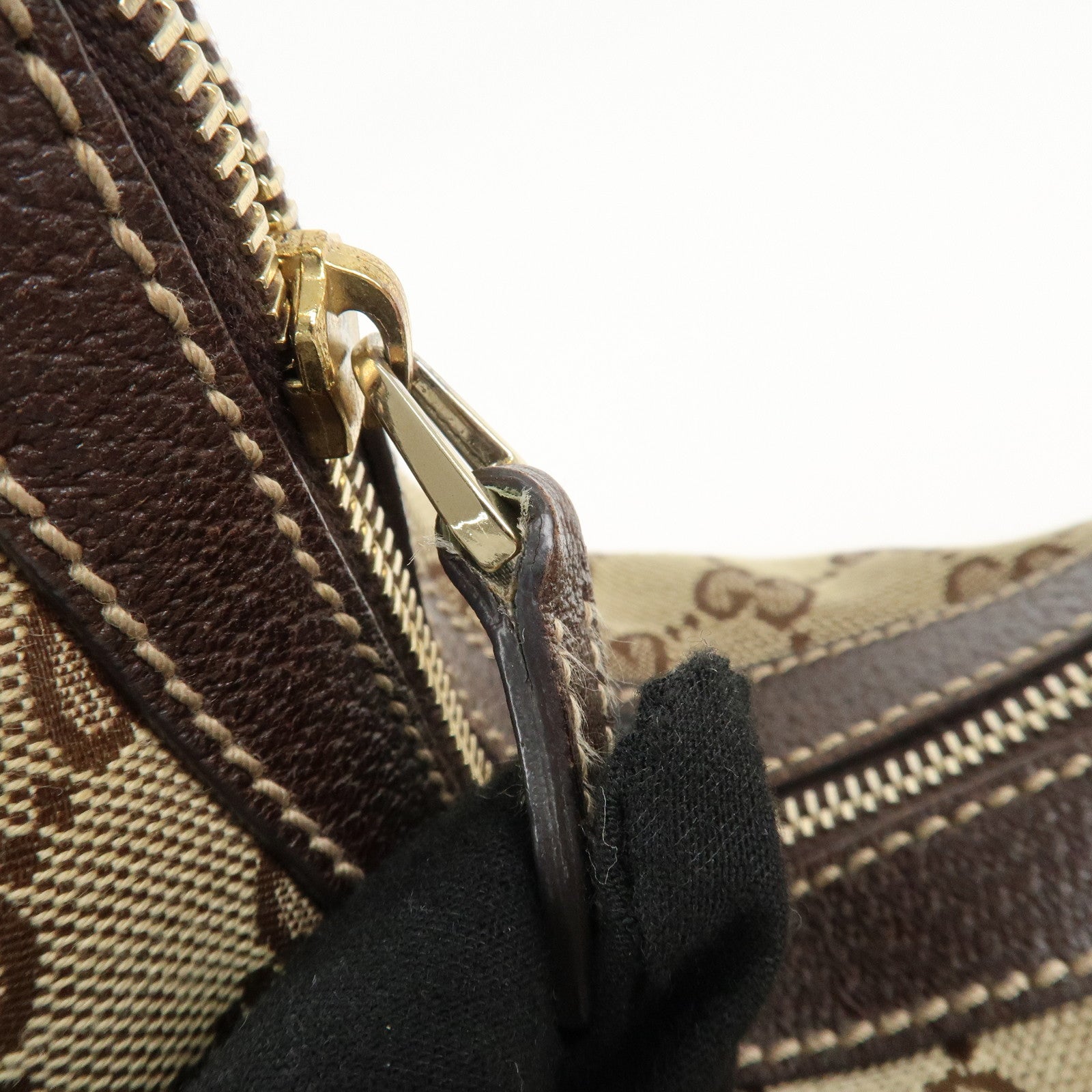 GUCCO GG canvas leather shoulder bag Beige Brown 153010 Used