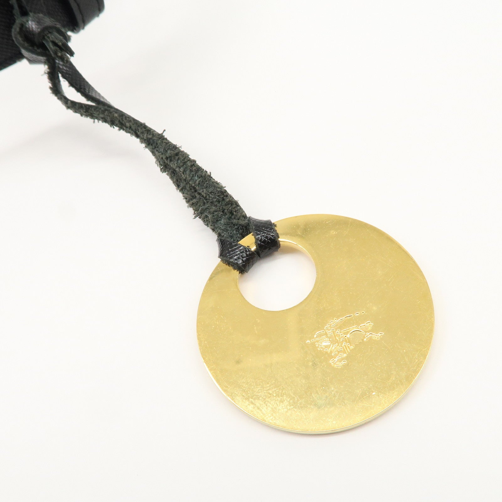 BURBERRY Nova Plaid Canvas Leather Shoulder Bag Hand Bag Black Used