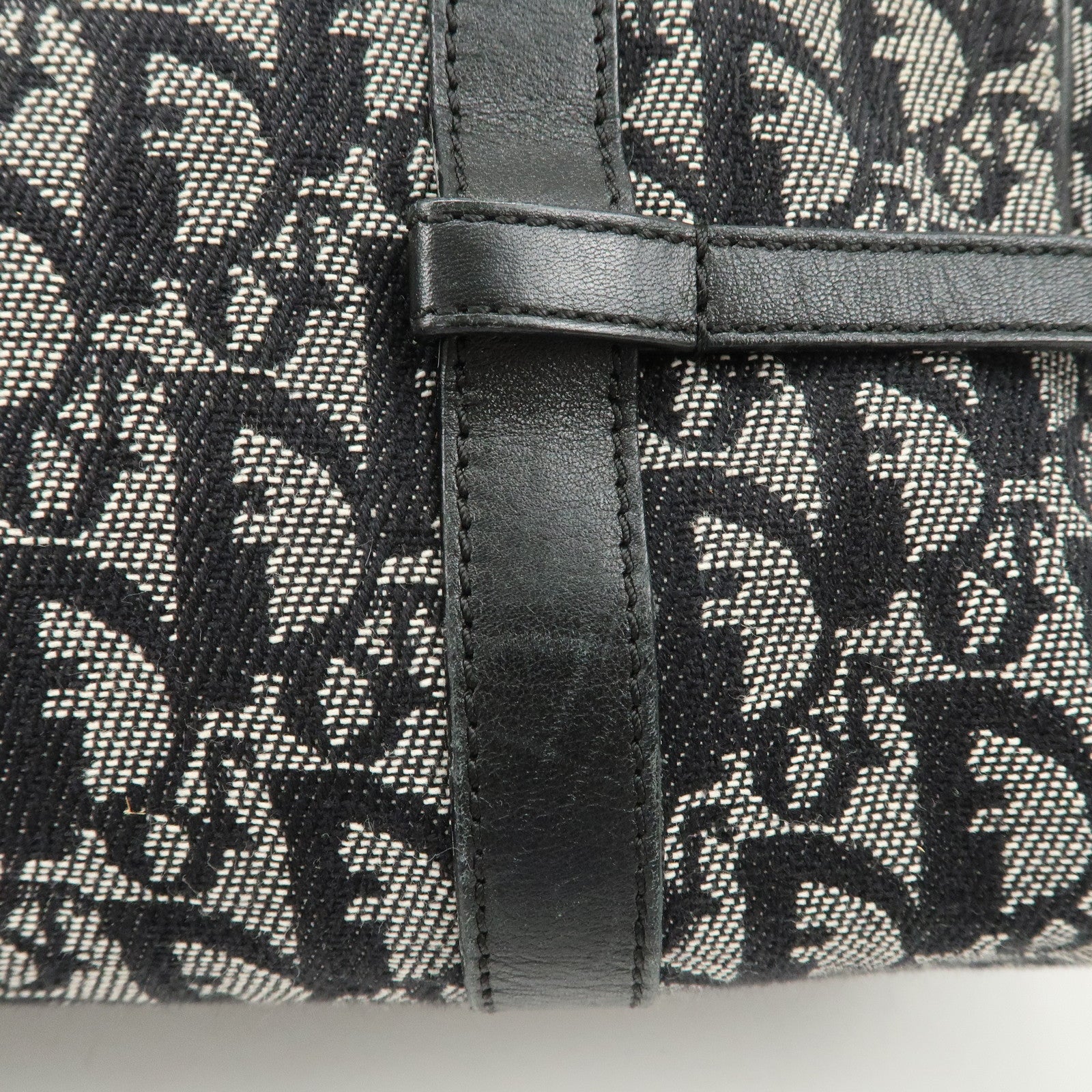 Christian Dior Trotter Canvas Leather Mini Boston Bag Navy Used