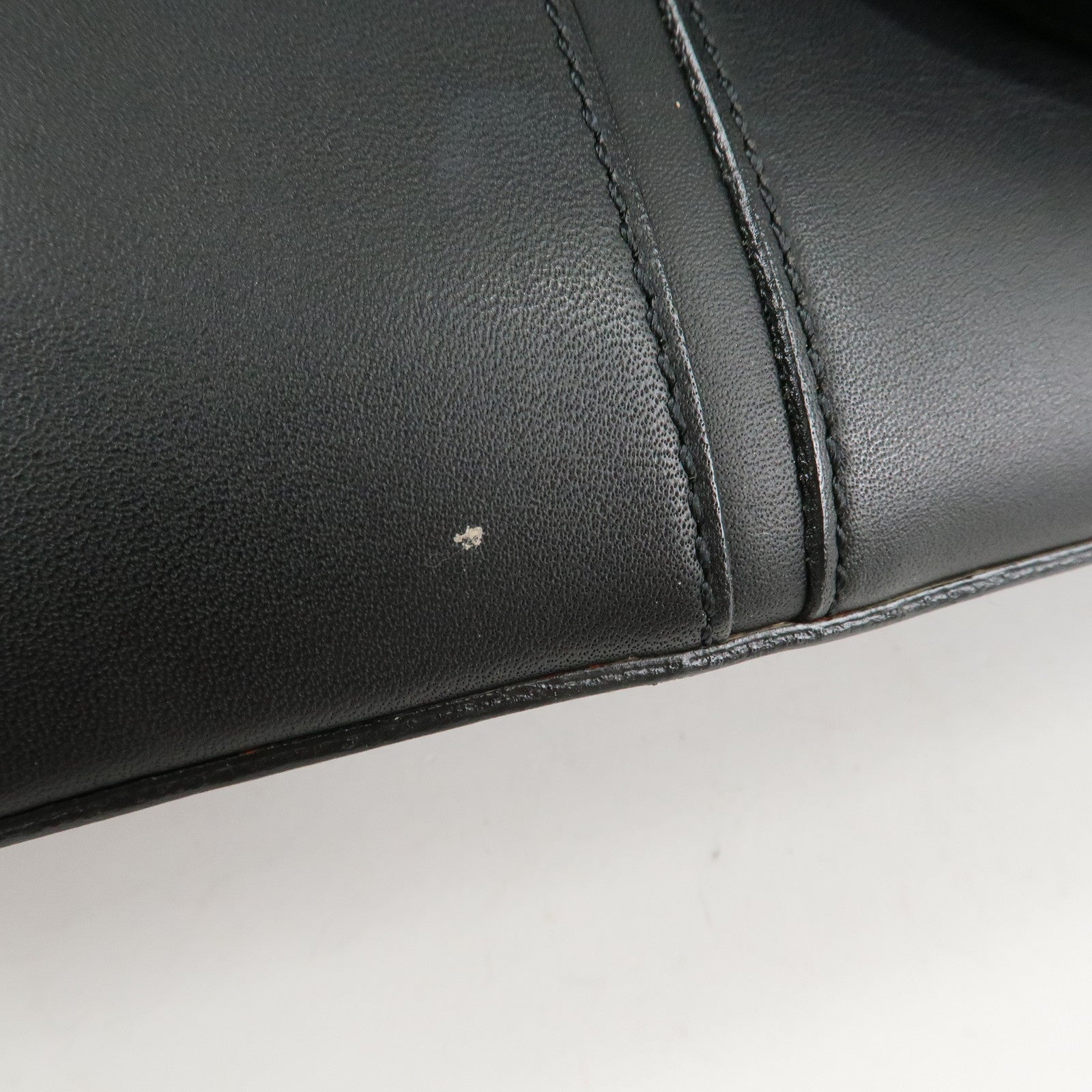 BURBERRY Leather Tote Bag Hand Bag Black Silver Hardware Used