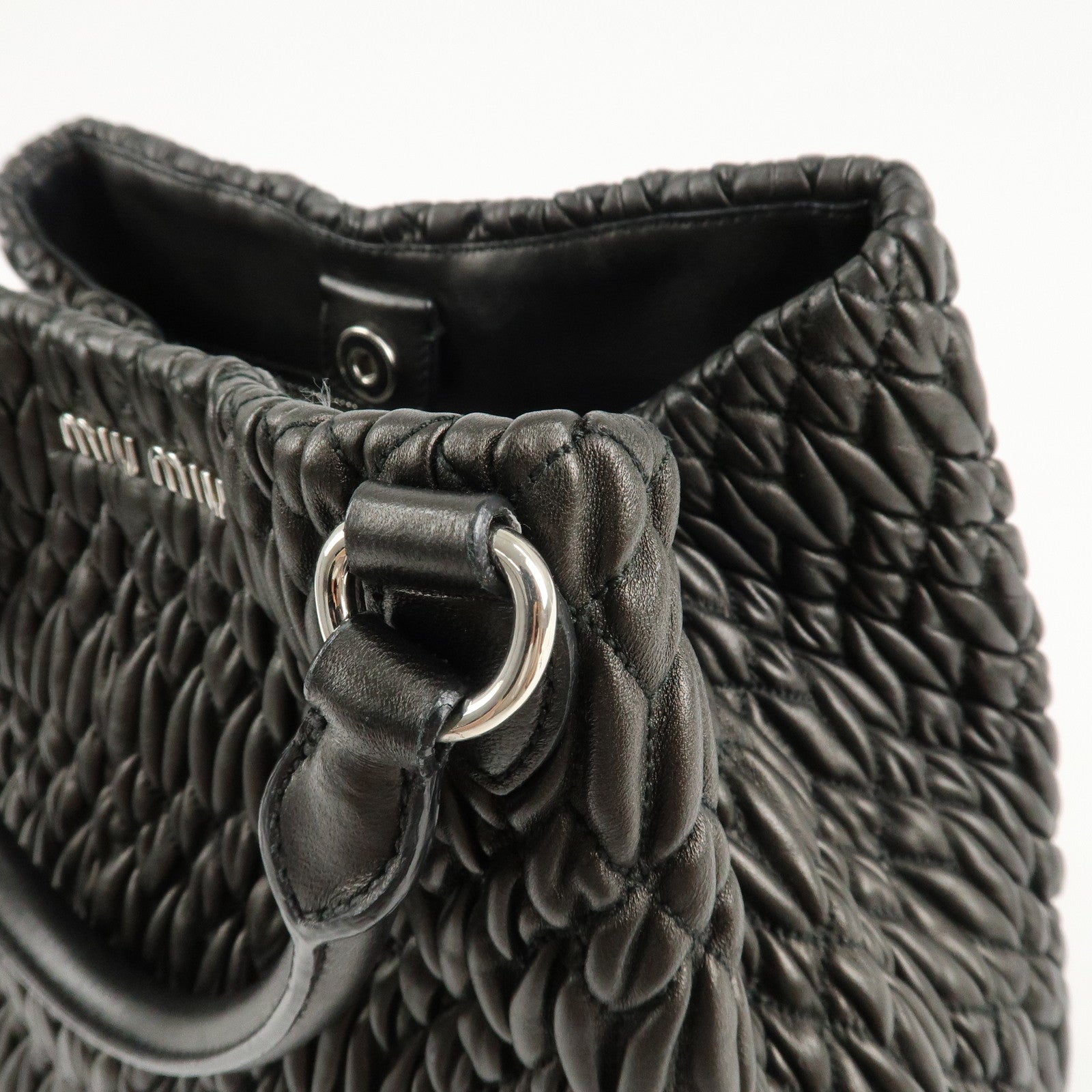 MIU MIU Matelasse Leather 2WAY Bag Hand Bag Black RN0896 Used