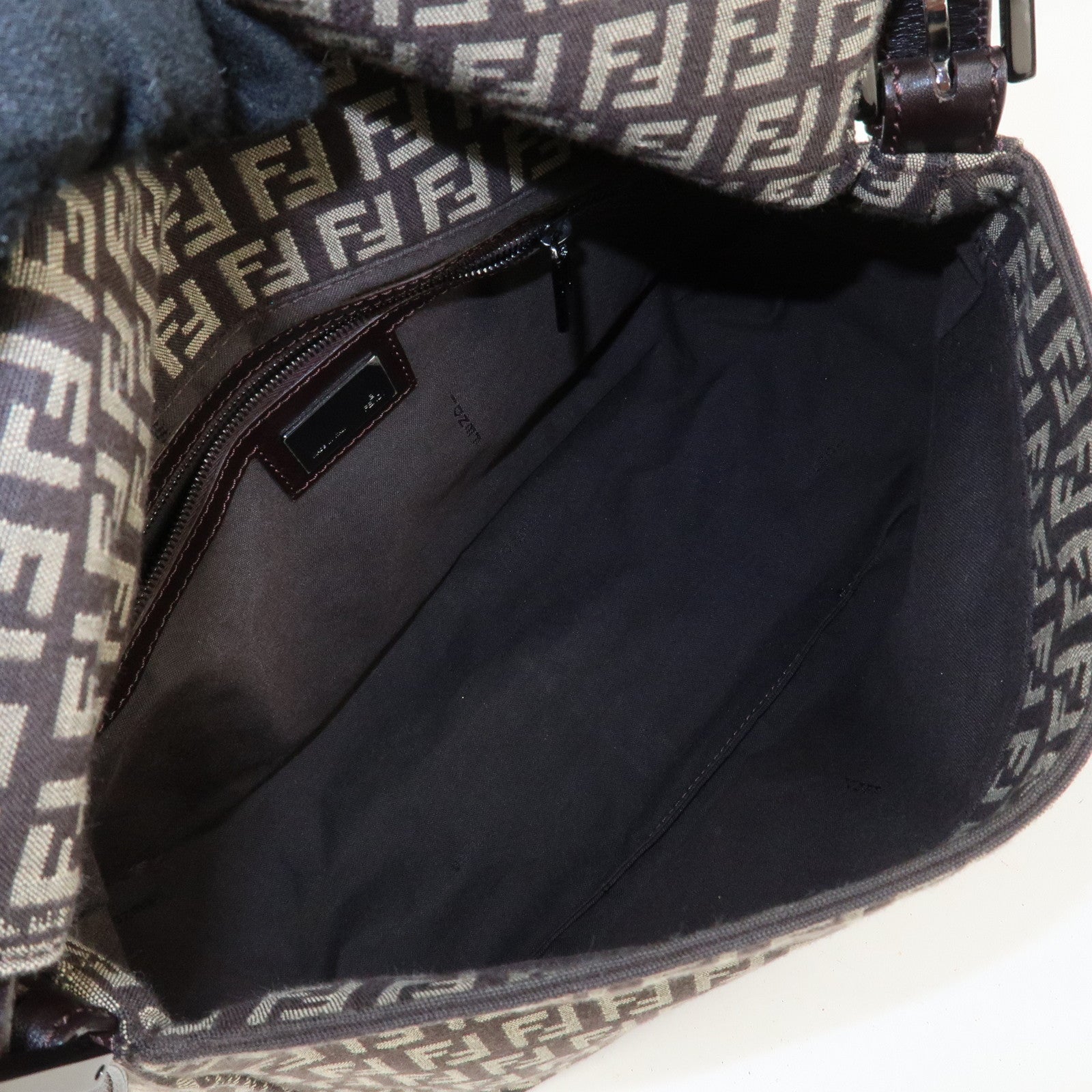 FENDI Mamma Bucket Zucchino Canvas Leather Shoulder Bag 8BR001 Used