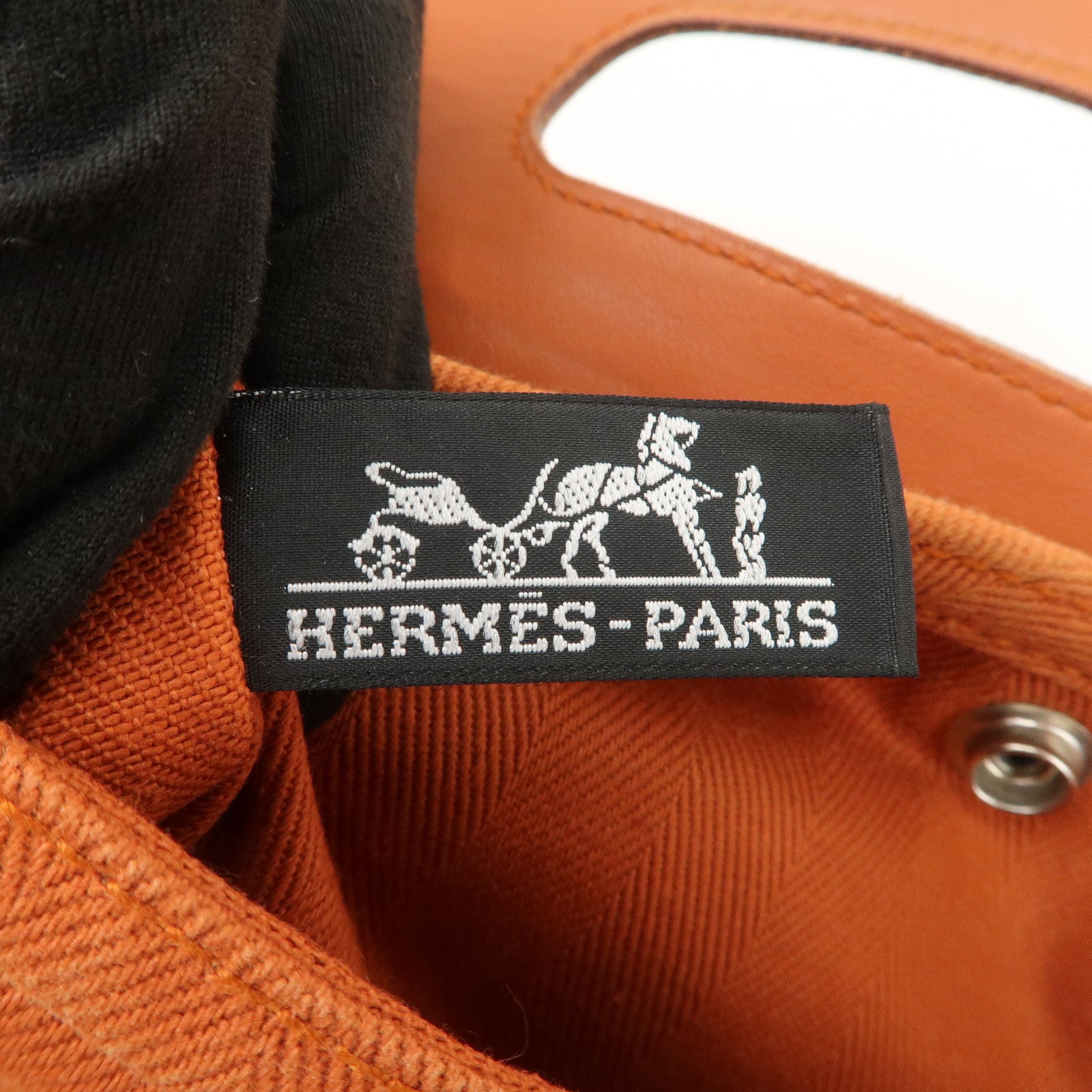 HERMES Valparaiso PM Toile Ash Leather Tote Bag Orange