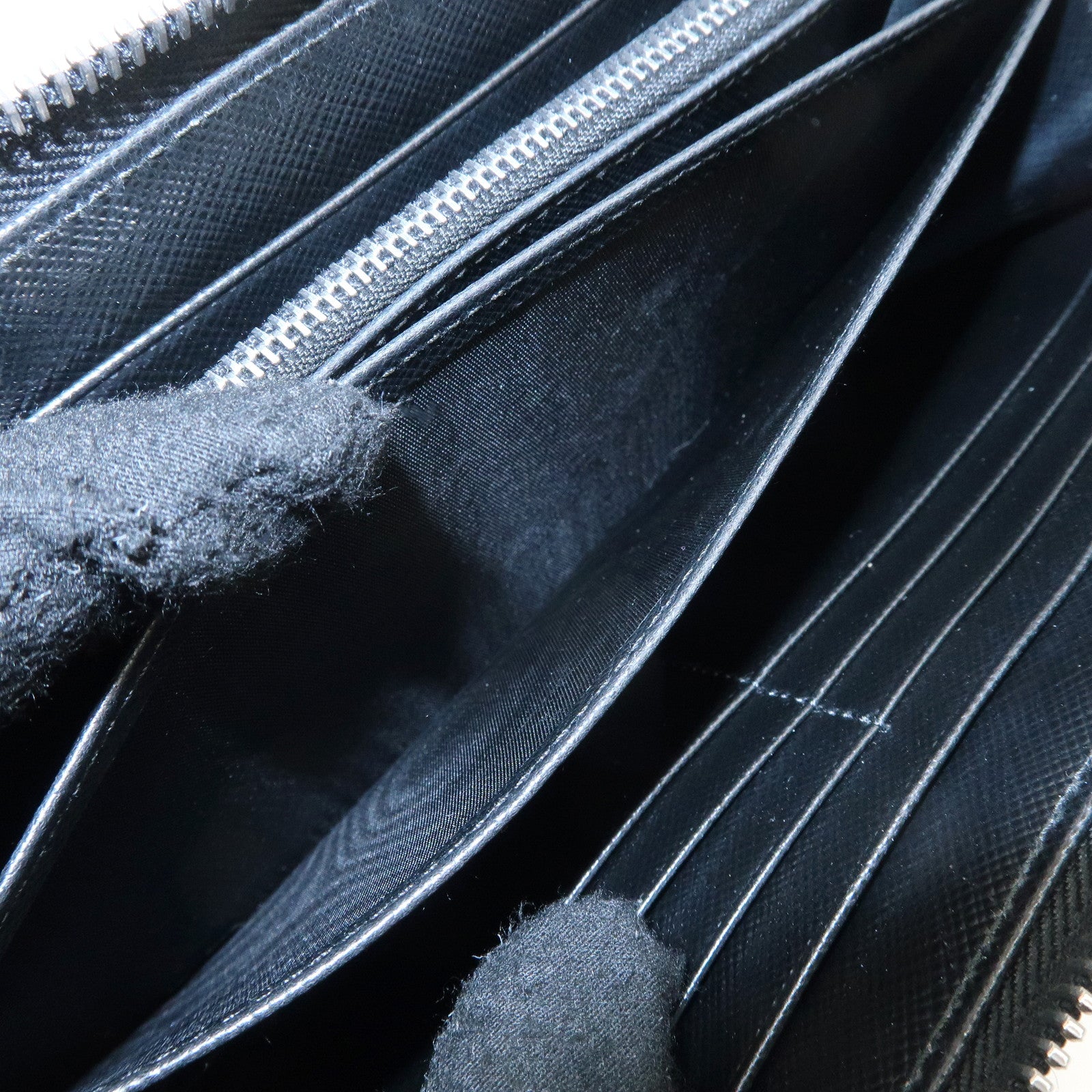 PRADA Logo Leather Round Zipper Long Wallet Flower 1ML506 Used