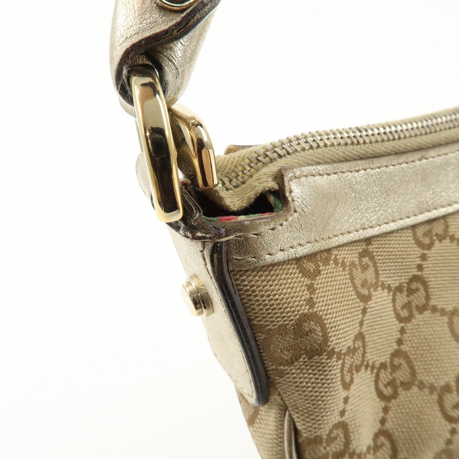 GUCCI GG Canvas Leather Shoulder Bag 153025 Used
