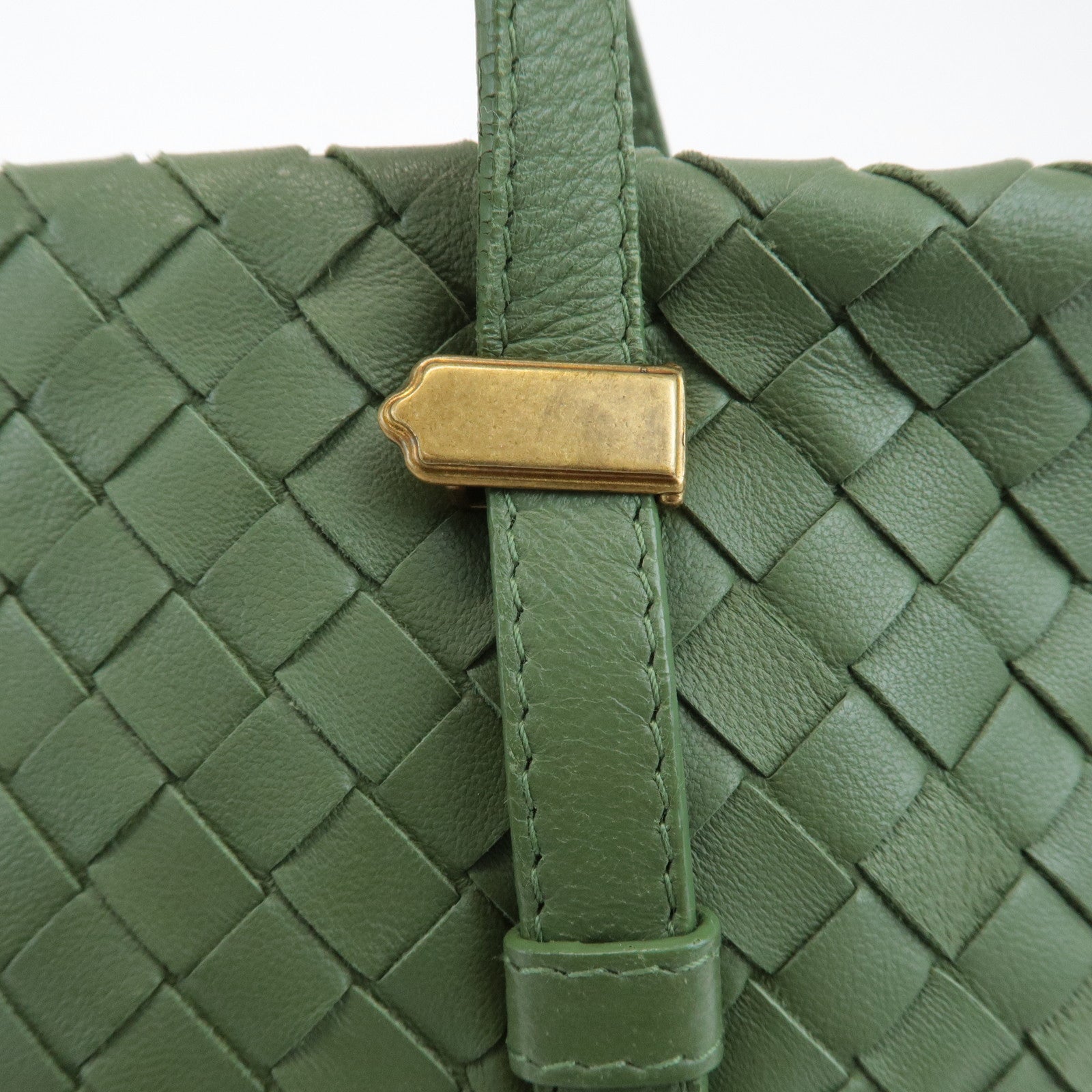 BOTTEGA VENETA Intrecciato Leather Tote Shoulder Bag Green 162937 Used