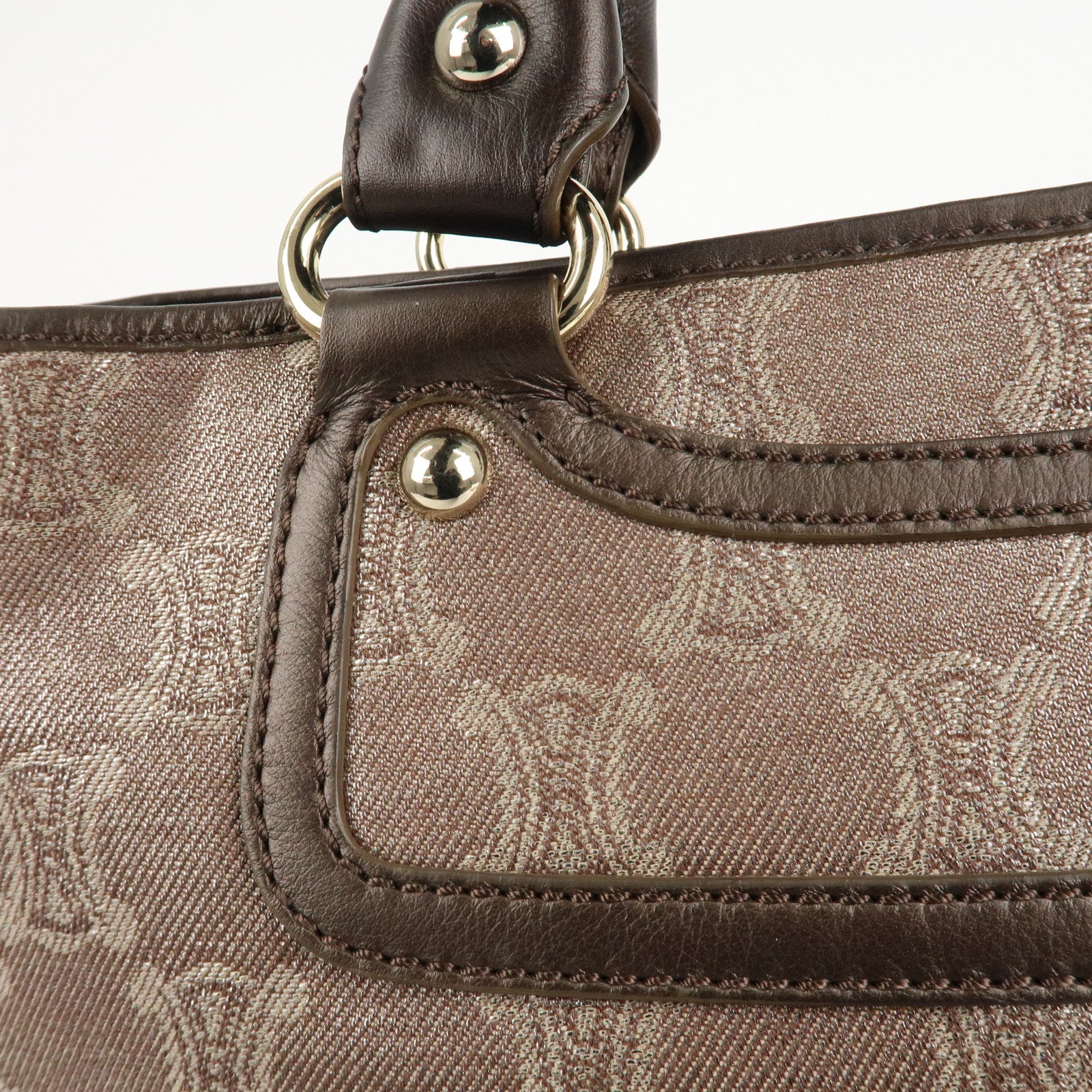 CELINE Macadam Canvas Leather Boogie Bag Hand Bag Brown Used