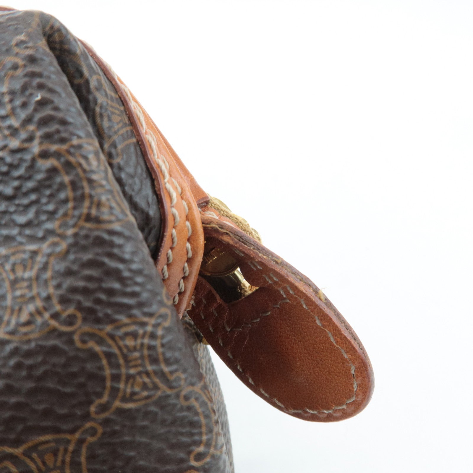 CELINE Macadam PVC Leather Pouch Cosmetic Pouch Brown Used