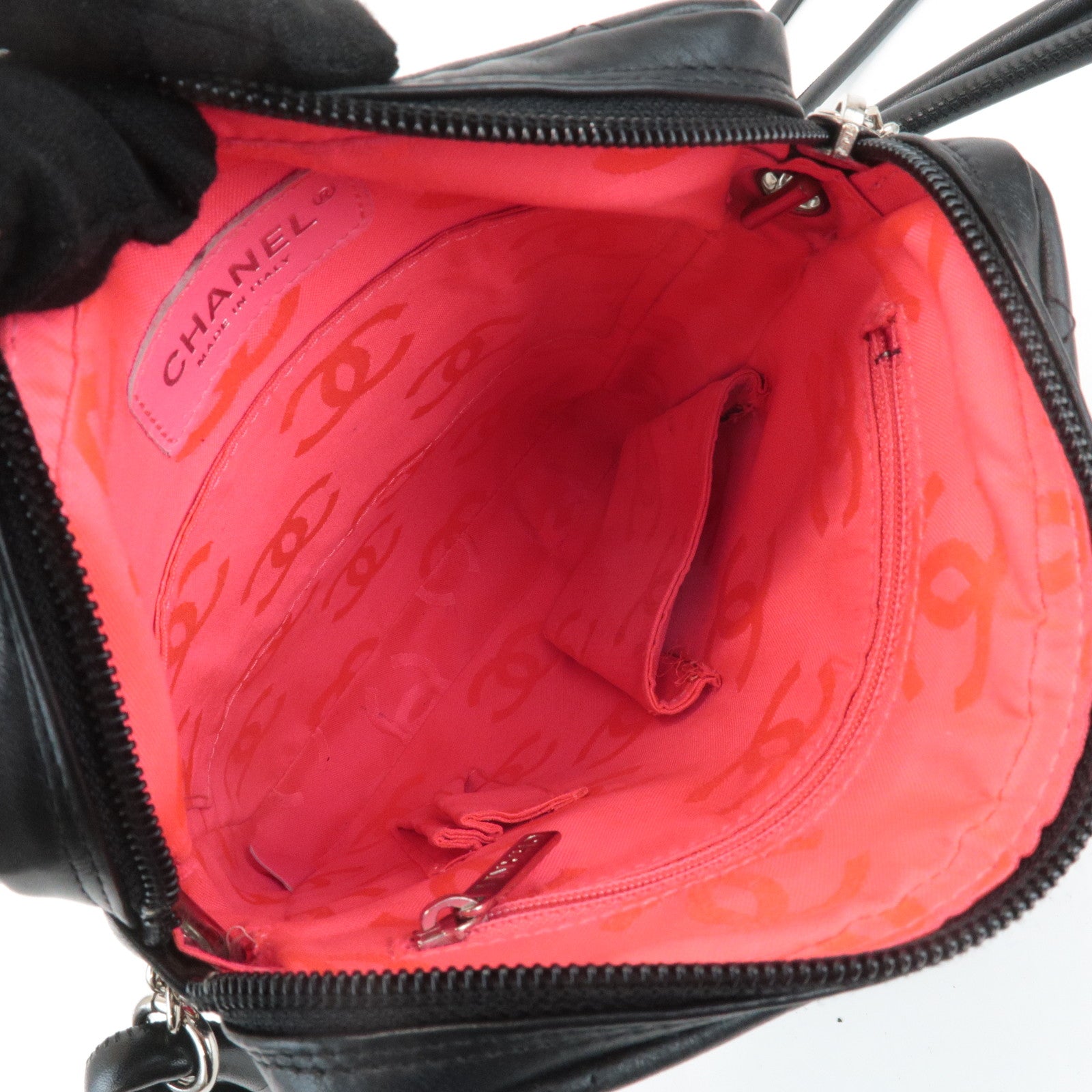 CHANEL Cambon Lamb Skin Medium Pochette Shoulder Bag A25178 Used