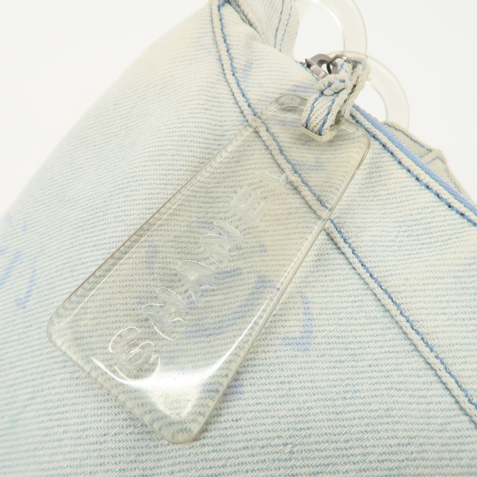 CHANEL Denim Plastic COCO Mark One Shoulder Bag Light Blue Used
