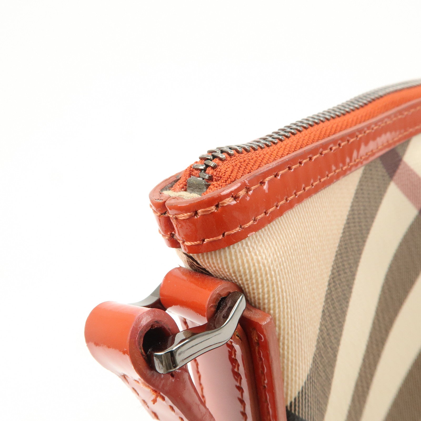 BURBERRY PVC Leather Shoulder Bag Crossbody Bag Beige Orange Used