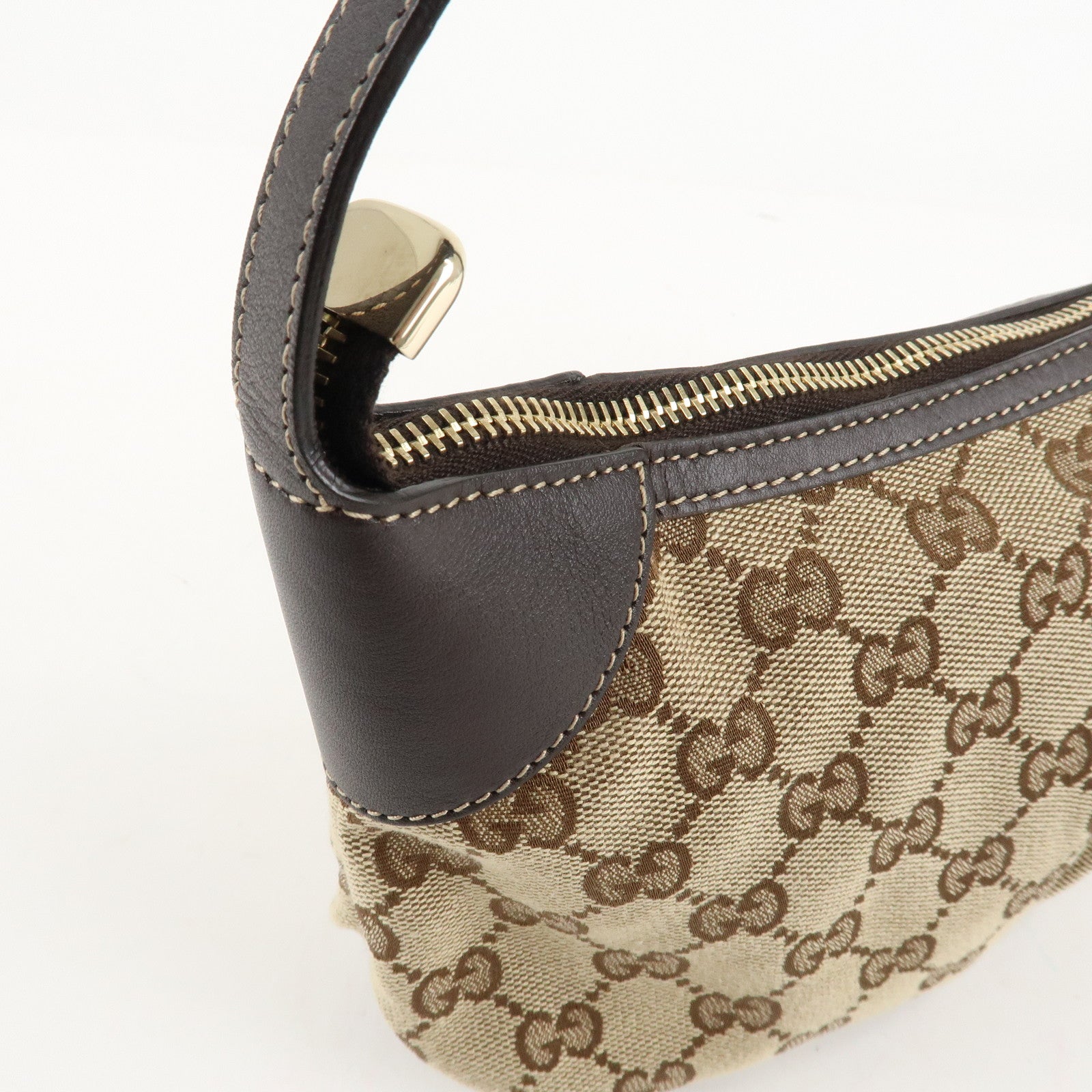 GUCCI Sherry GG Canvas Leather Shoulder Bag Beige Brown 224093 Used