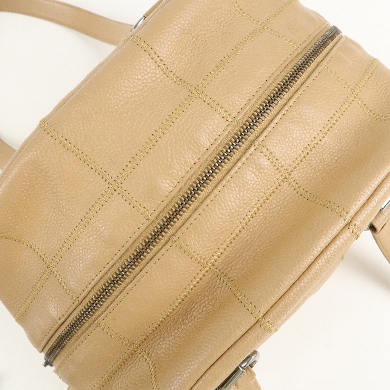 CHANEL Chocolate Bar Caviar Skin Mini Boston Bag Shoulder Bag Used