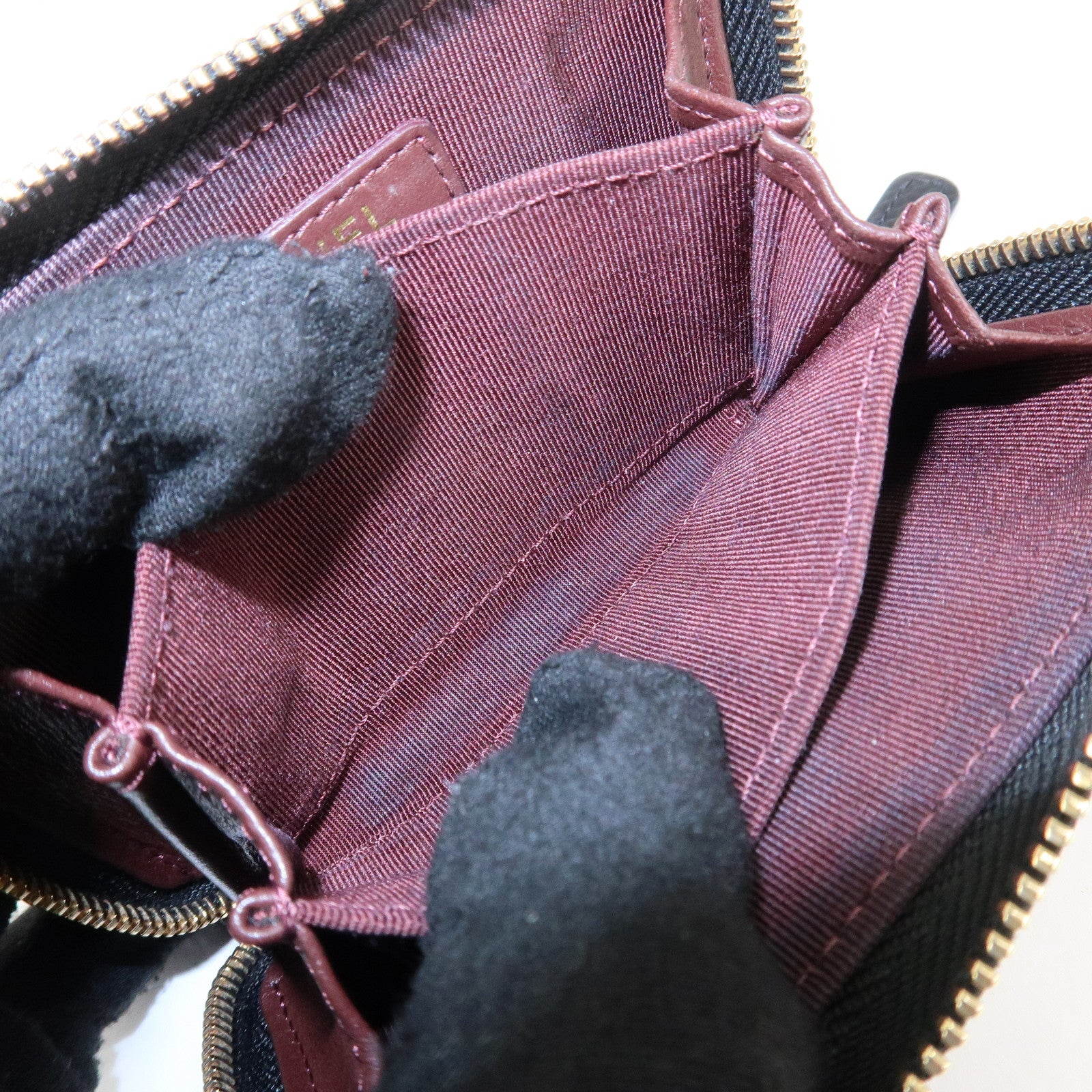 CHANEL Matelasse Caviar Skin Zipper Around Coin Case Black AP0216 Used