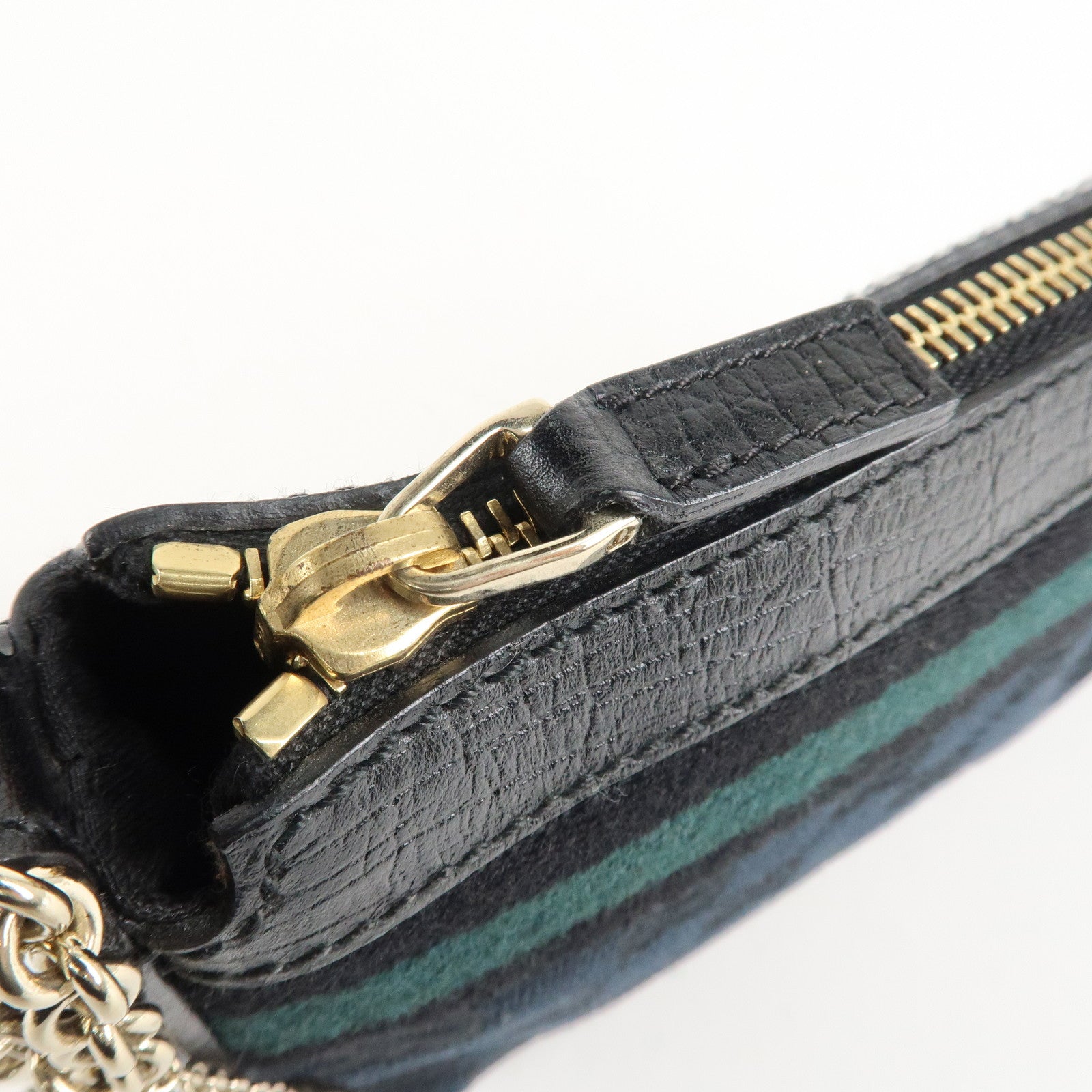 GUCCI Sherry GG Canvas Leather Shoulder Bag Black 145970 Used