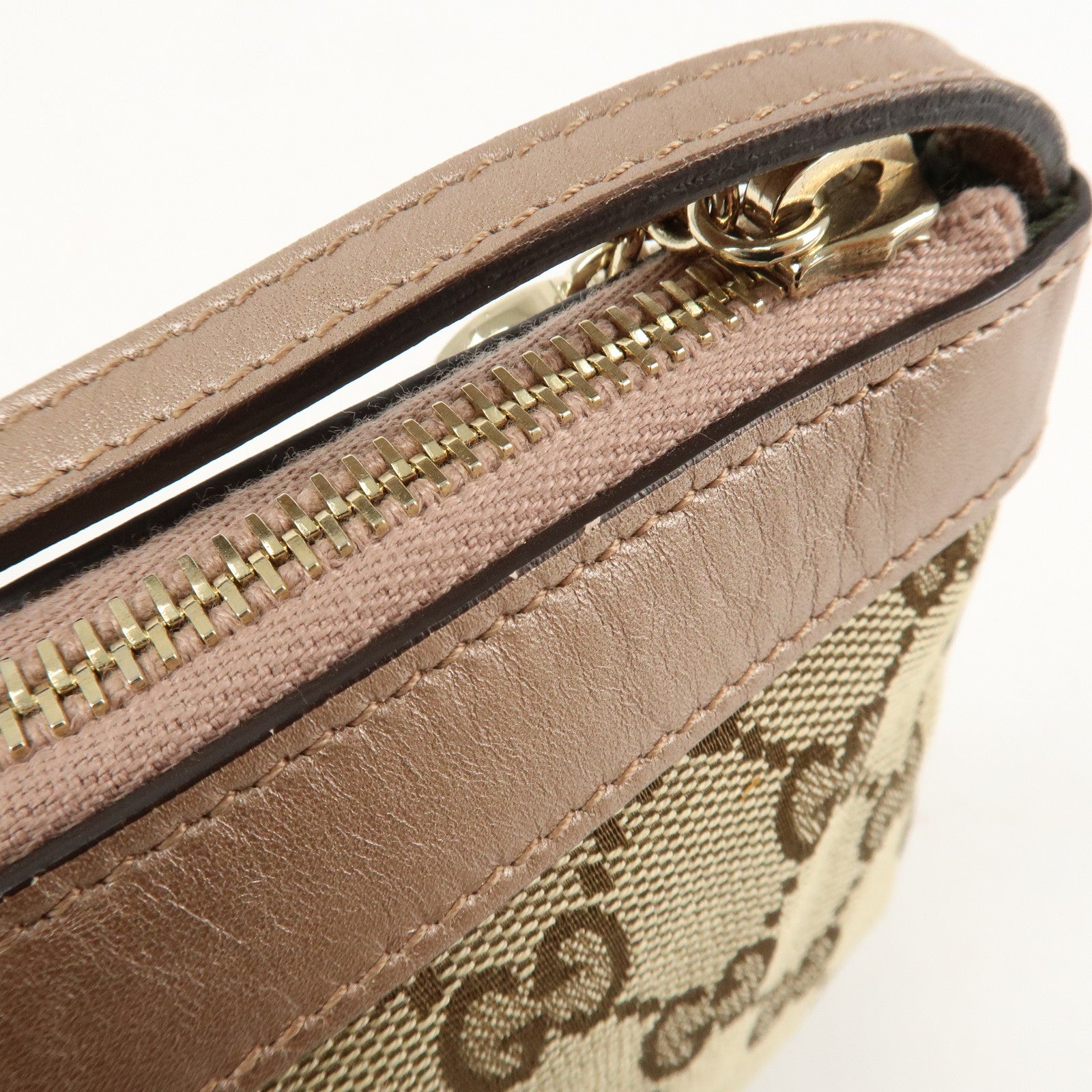 GUCCI Lovely GG Canvas Leather Shoulder Bag Beige Pink 256899 Used