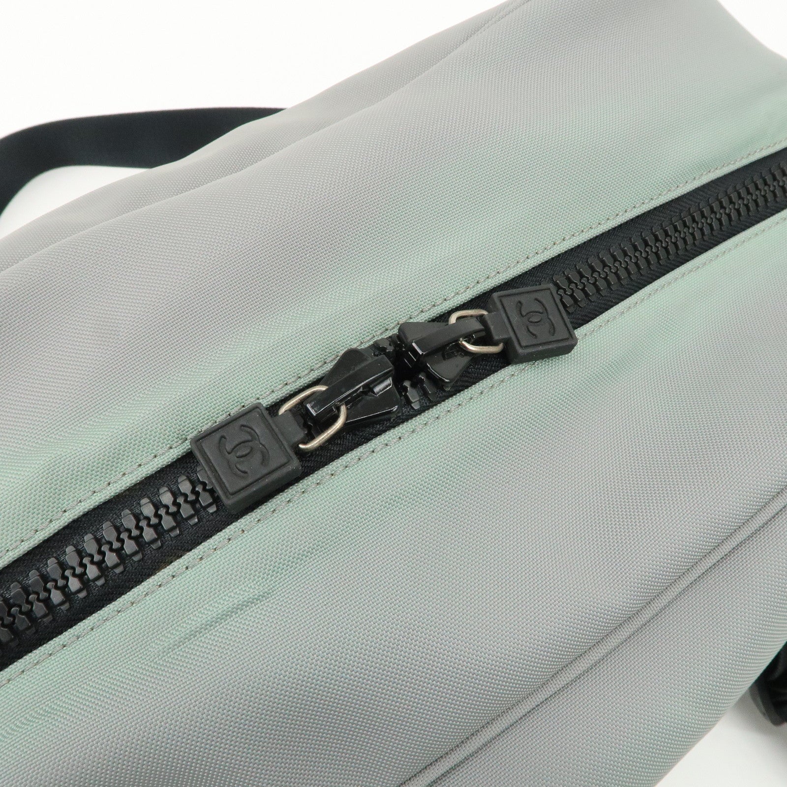 CHANEL Sportsline Nylon Canvas Boston Bag Black Gray A19976 Used