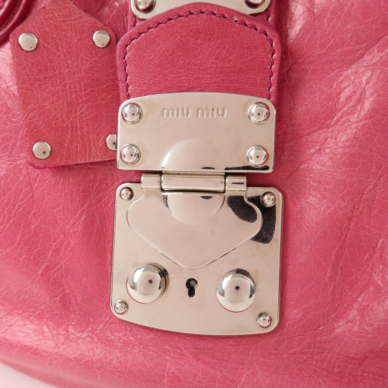 MIU MIU Leather 2Way Bag Hand Bag Ribbon Alamoana2011 09/60 Used