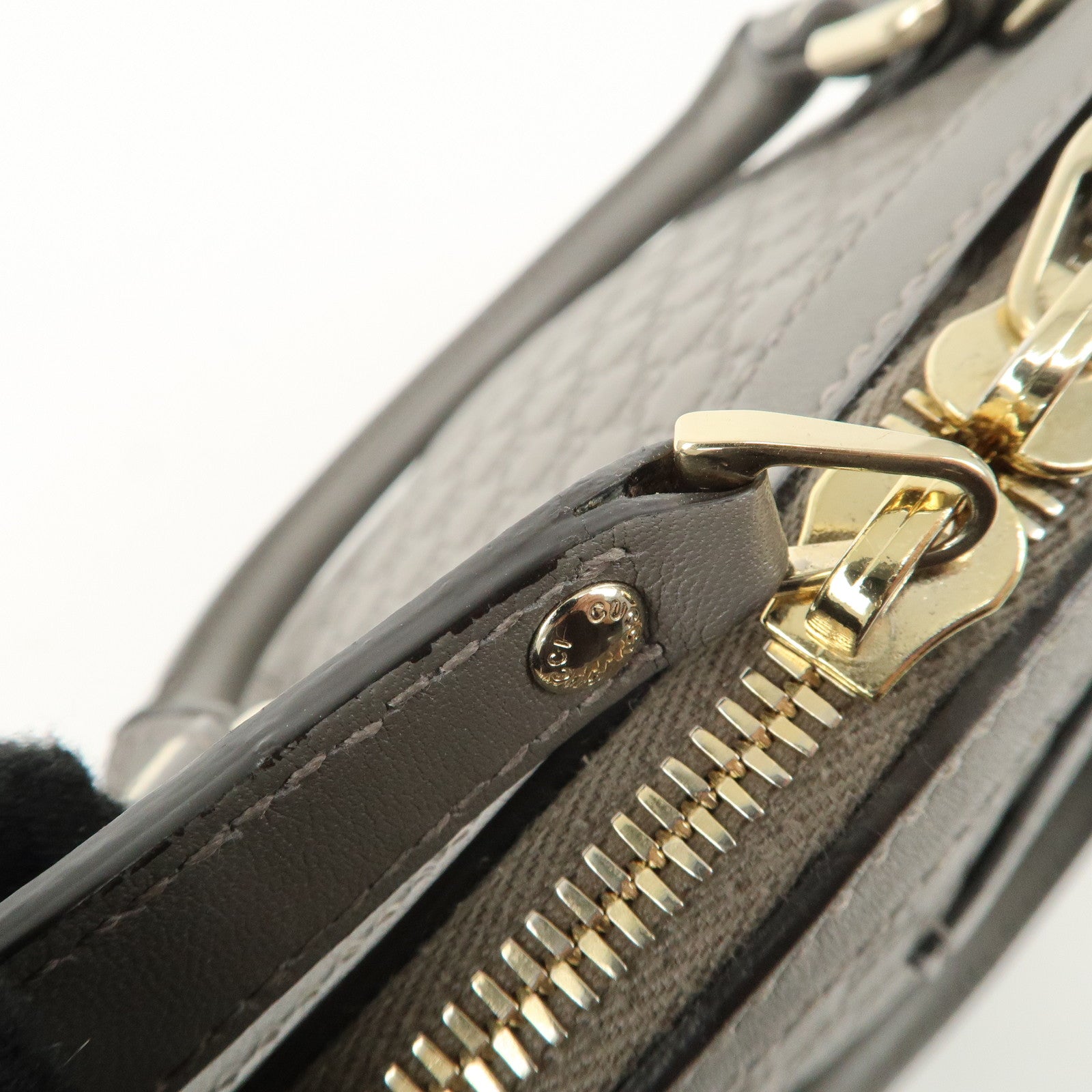 GUCCI Micro Guccissima Leather 2WAY Bag Hand Bag Gray 449654 Used