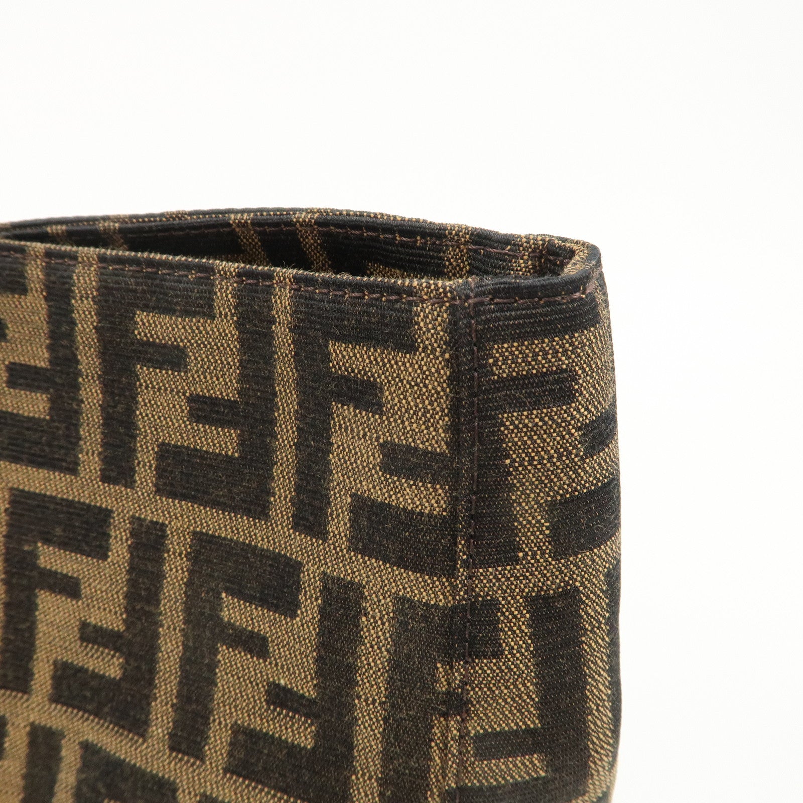 FENDI Zucca Canvas Leather Tote Bag Brown Black 26329 Used