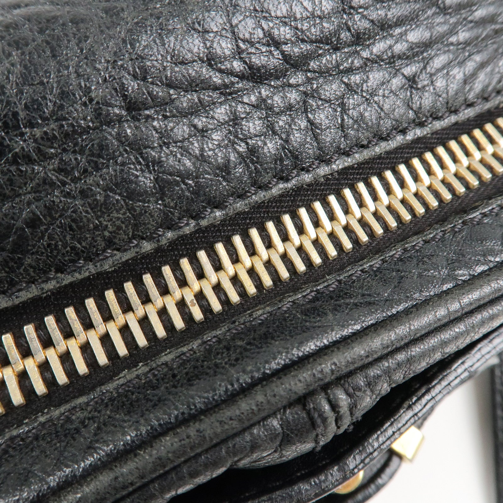 BURBERRY Logo Leather Shoulder Bag Hand Bag Black Used