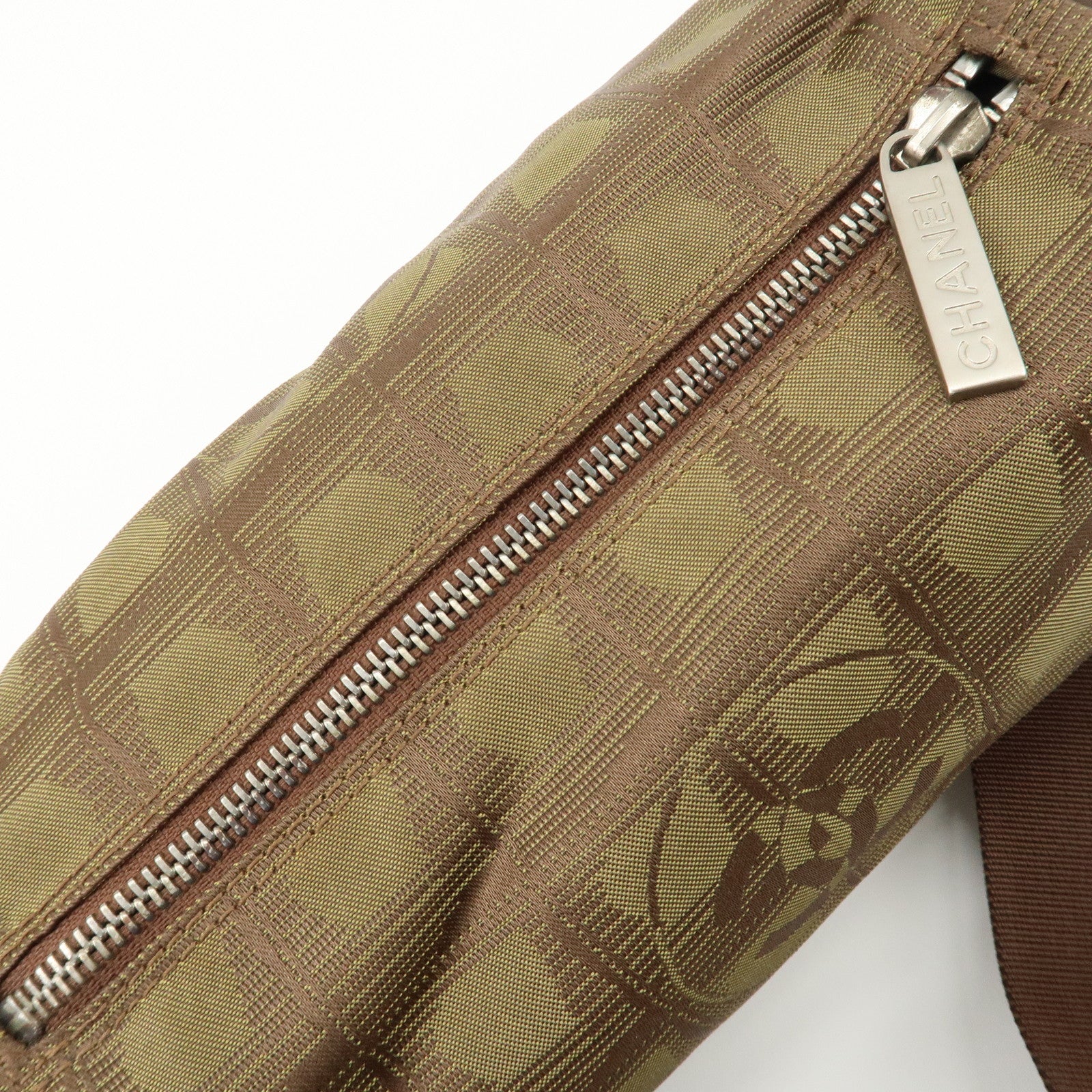 CHANEL New Travel Line Nylon Jacquard Leather Shoulder Bag A17669 Used