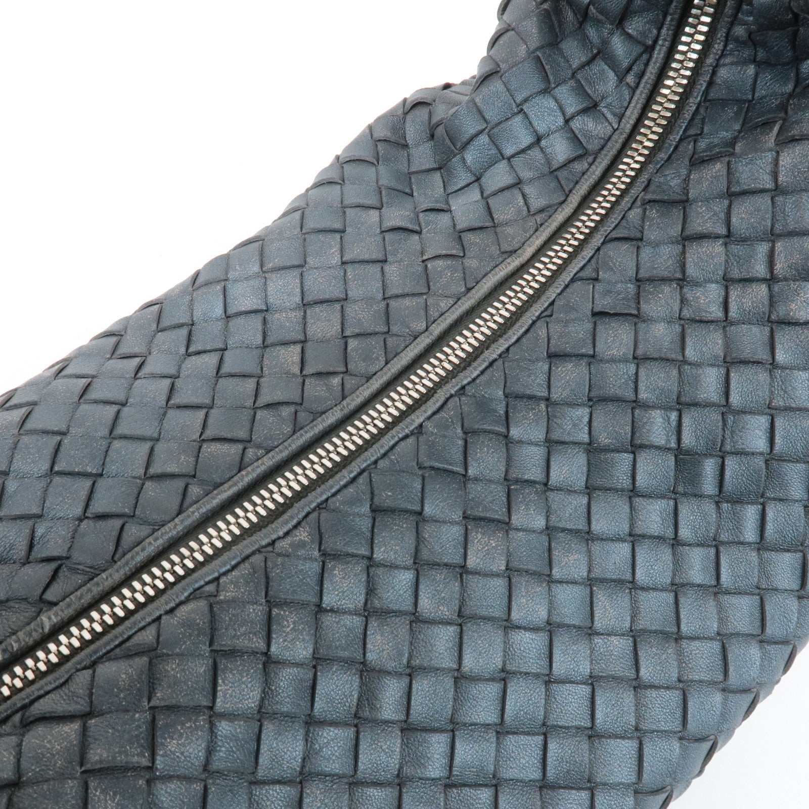 BOTTEGA VENETA Intrecciato Leather Shoulder Bag Gray 181347 Used