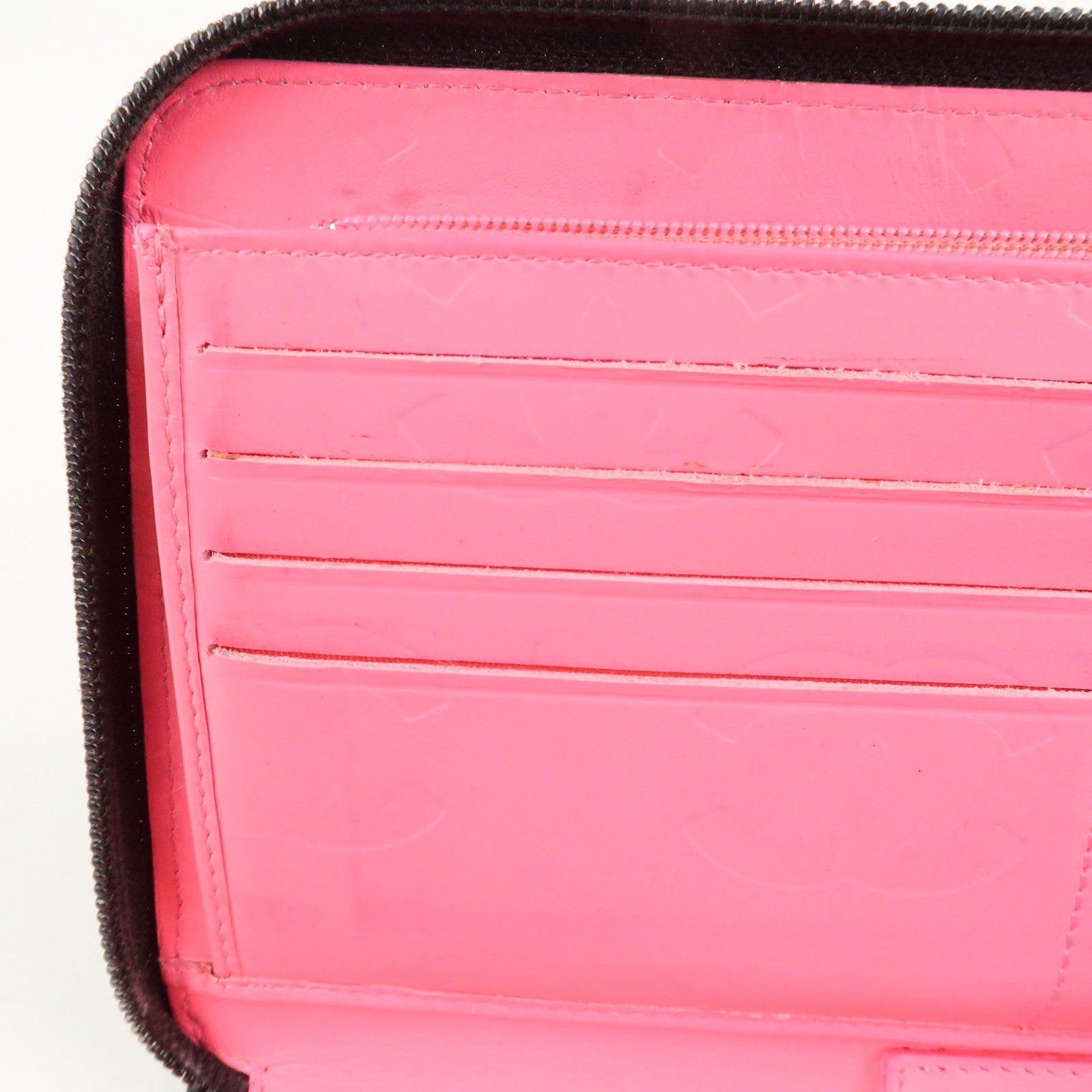 CHANEL Cambon Line Leather Round Zippy Long Wallet Black A26710 Used