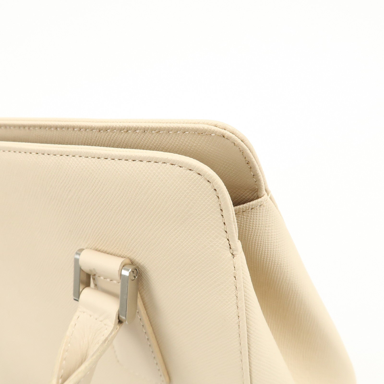 BURBERRY Leather Hand Bag Beige Used