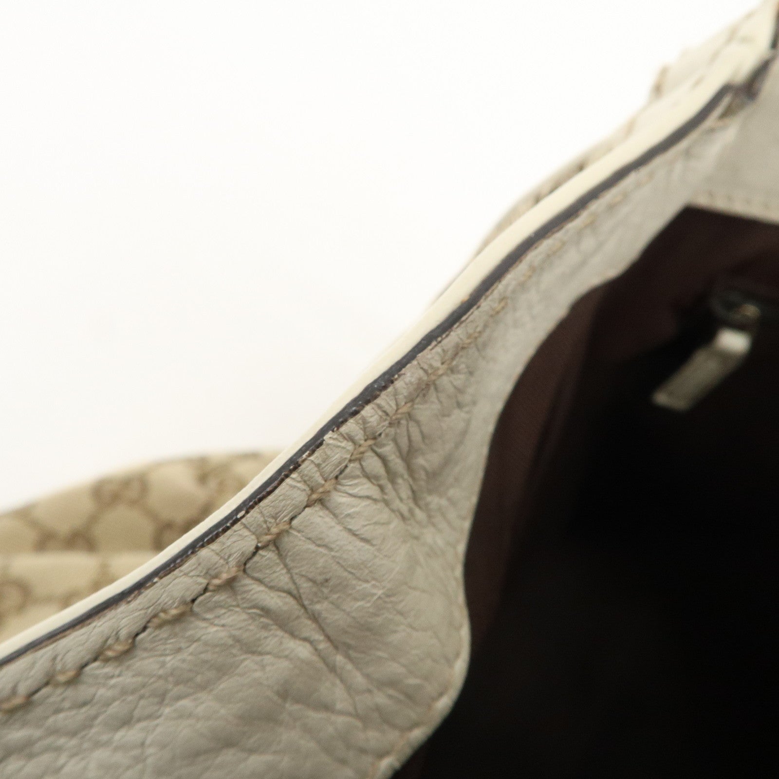 GUCCI Sherry GG Canvas Leather Hand Bag Beige Brown 233609 Used