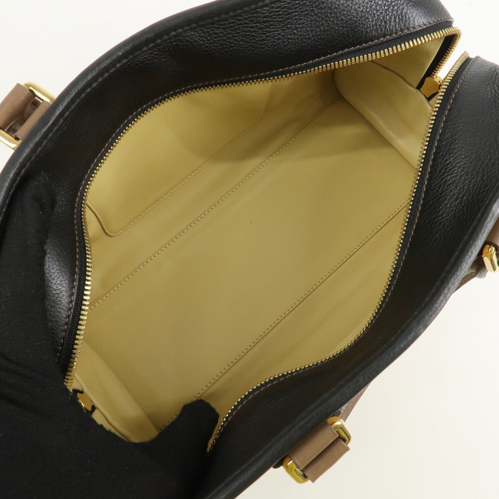 LOEWE Anagram Leather Amasona 28 Hand Bag Beige Black Brown Used