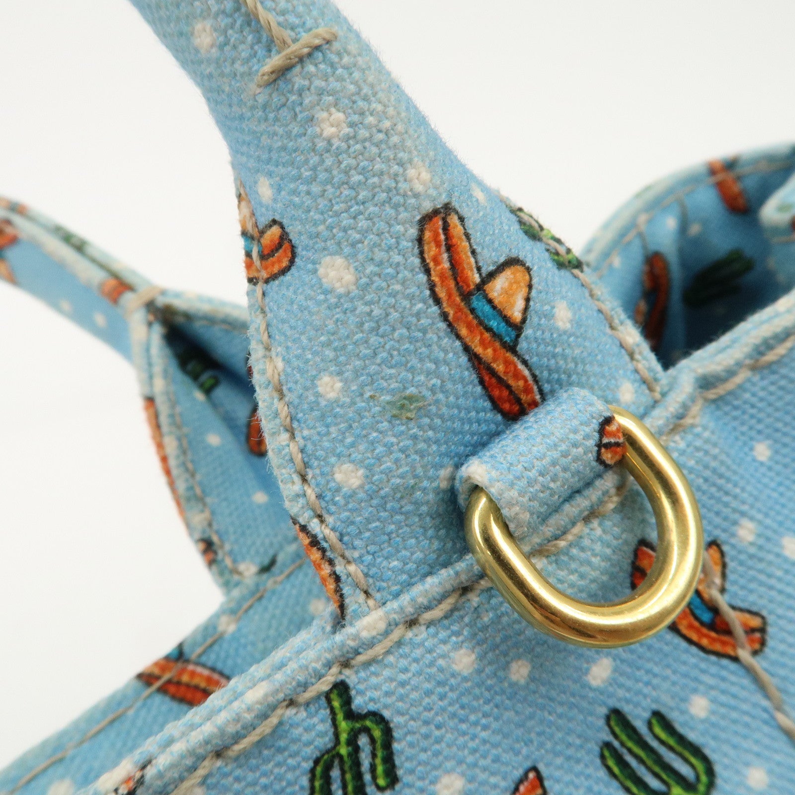 PRADA Canapa Mini Canvas 2Way Bag Light Blue 1BG439 Used