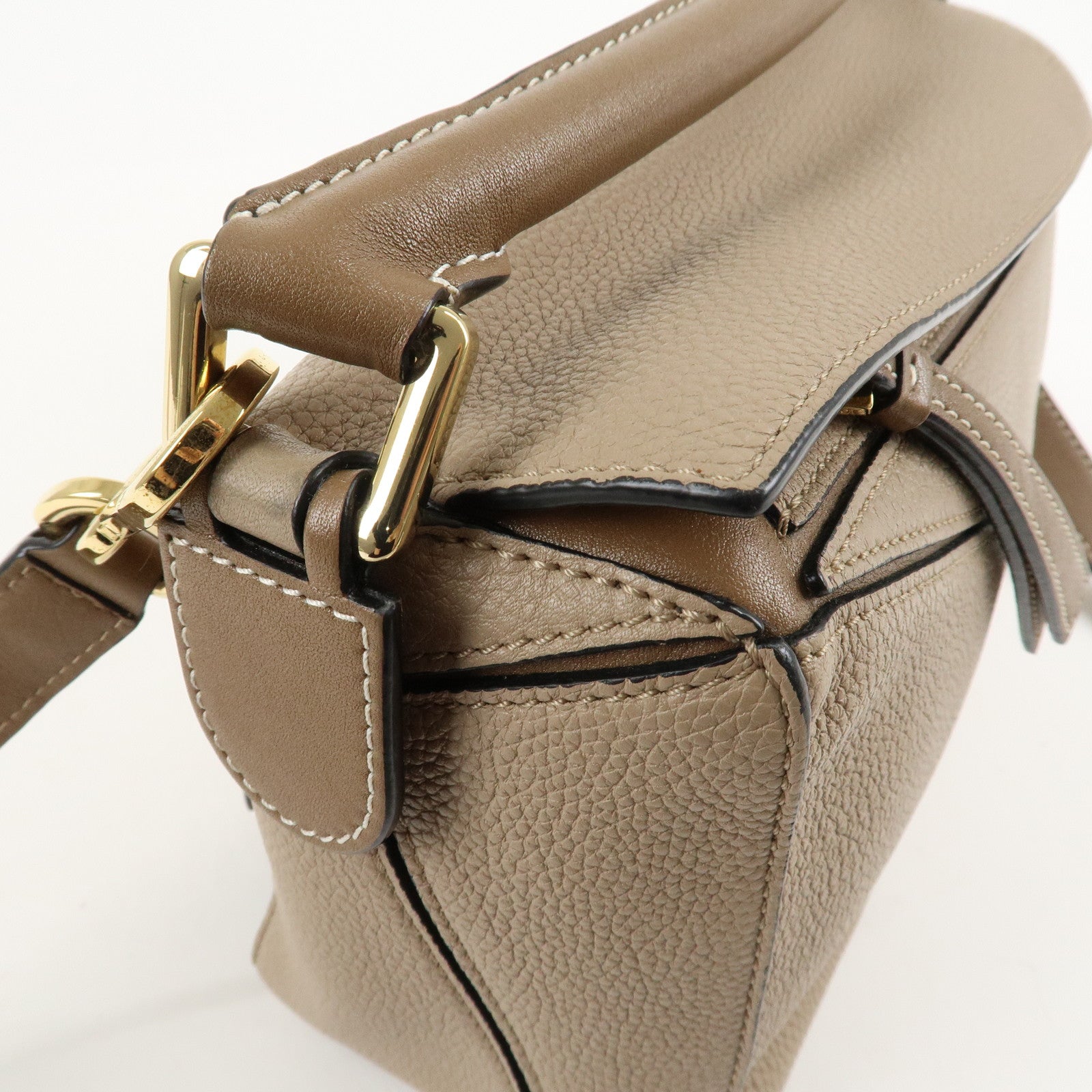 LOEWE Leather Puzzle Bag Small 2Way Bag Hand Bag Beige Used