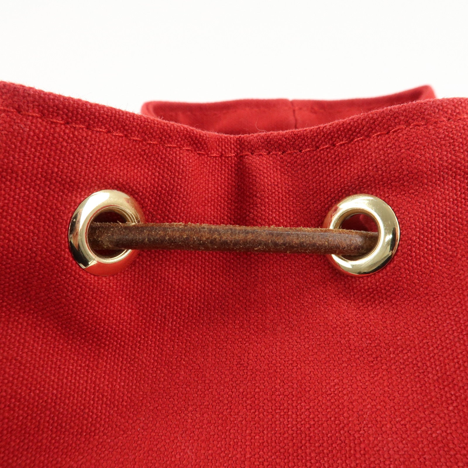 HERMES Canvas Leather Porochon Mimil PM Shoulder Bag Red Used