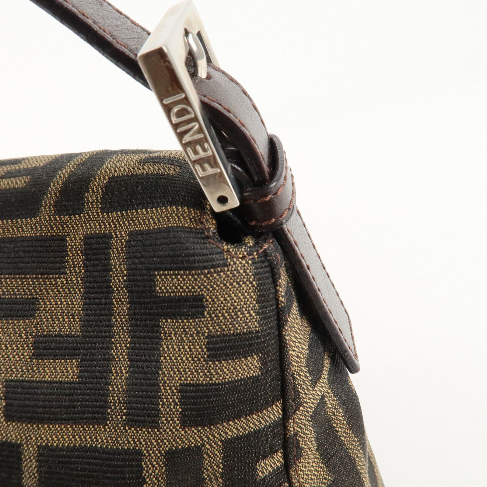 FENDI Mamma Baguette Zucca Canvas Leather Shoulder Bag 26325 Used