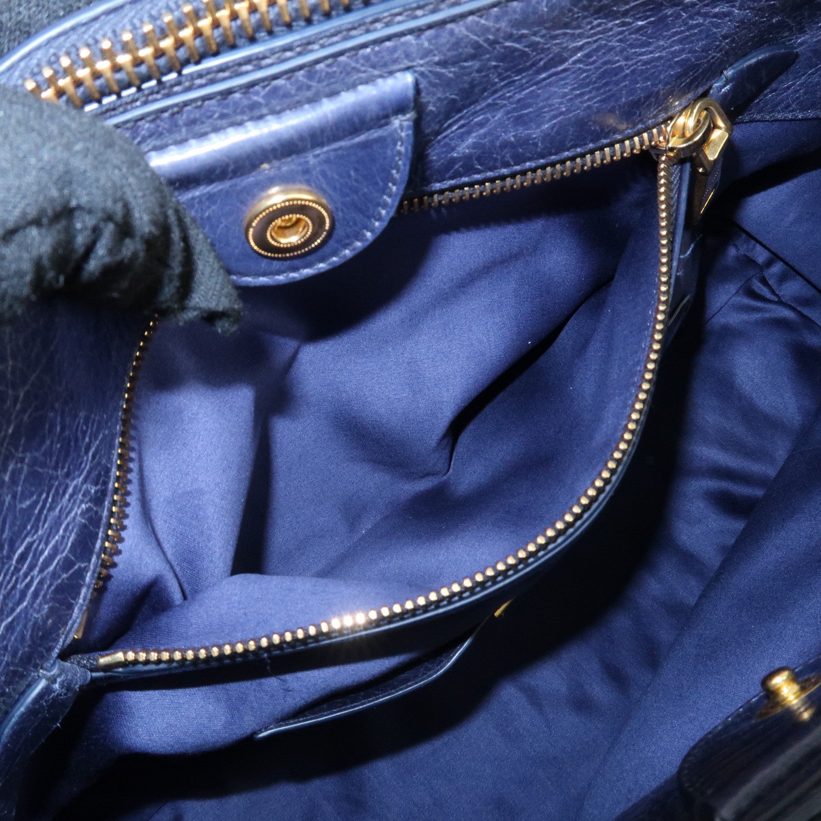 MIU MIU Leather 2Way Bag Hand Bag Shoulder Bag Blue RN1127 Used