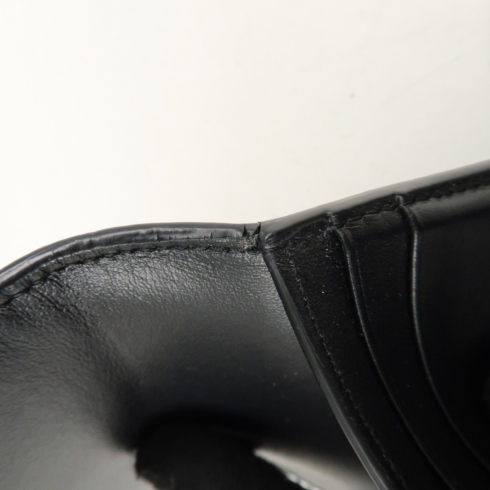 CELINE Logo Leather Small Tri-fold Wallet Black Used