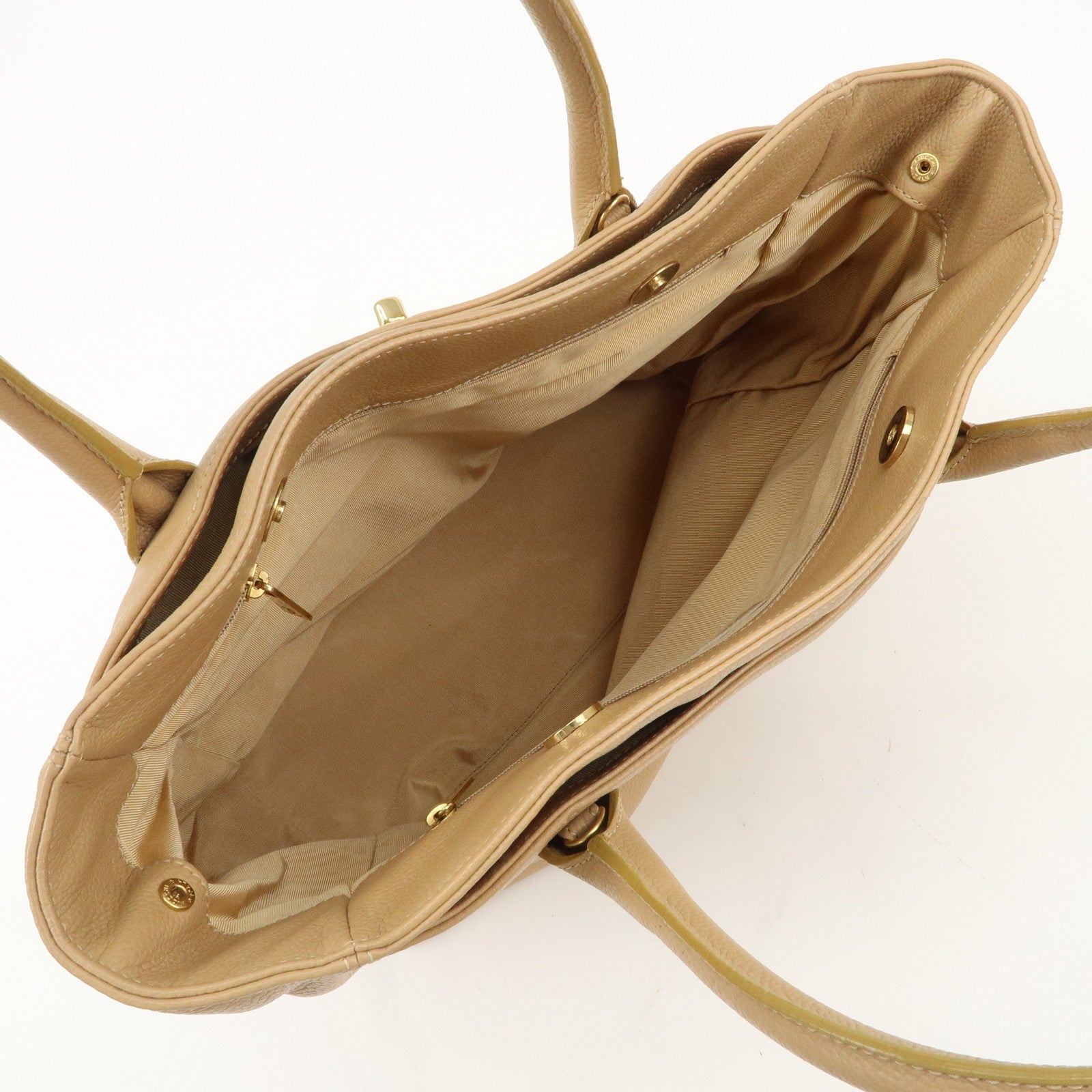 CHANEL COCO Mark Leather Executive Tote Bag Shoulder Bag Beige Used