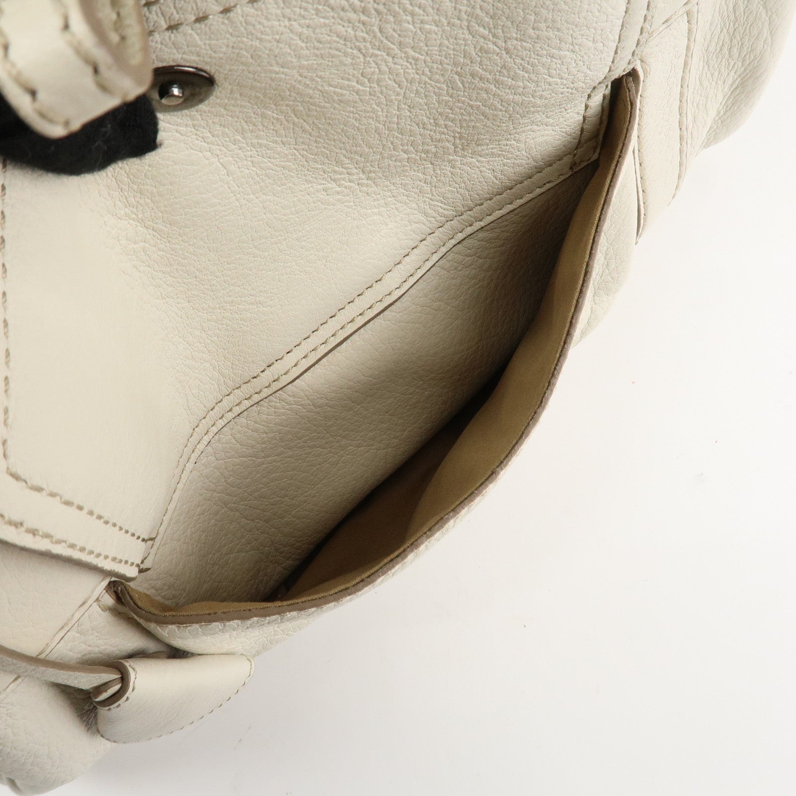 TOD'S Leather Shoulder Bag Hand Bag White Used