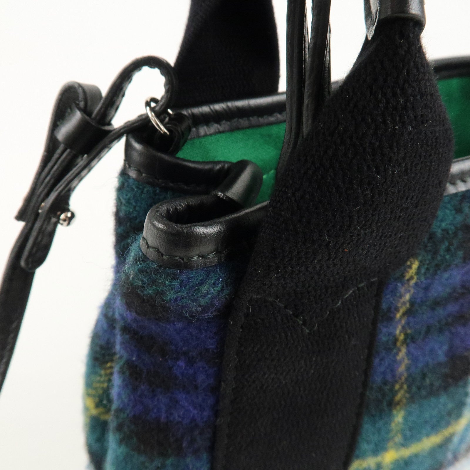 BALENCIAGA Wool Leather Navy Cabas XS Hand Bag Tote Bag 390346 Used