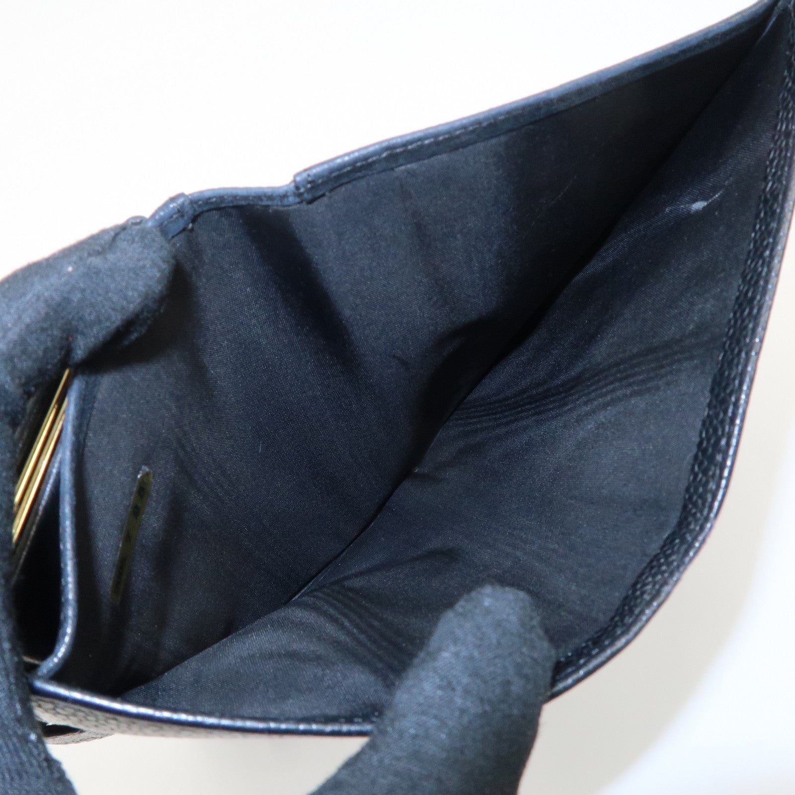 CHANEL COCO Mark Caviar Skin Bi-fold Wallet Black Used