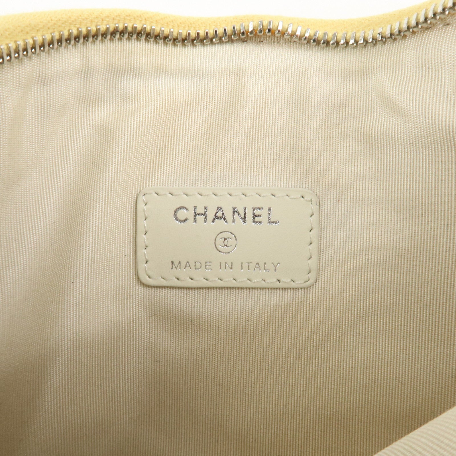 CHANEL Deauville Straw Clutch Bag Pouch Yellow A80117 Used