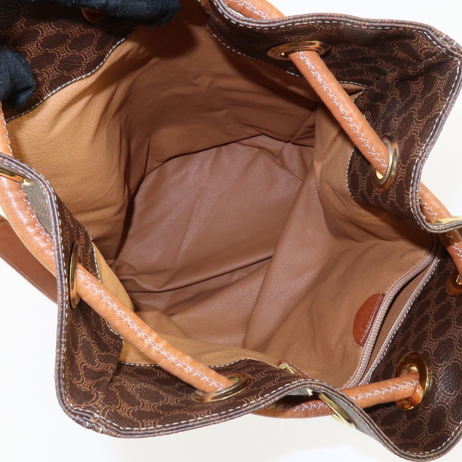 CELINE Macadam PVC Leather One Shoulder Bag Dark Brown Used