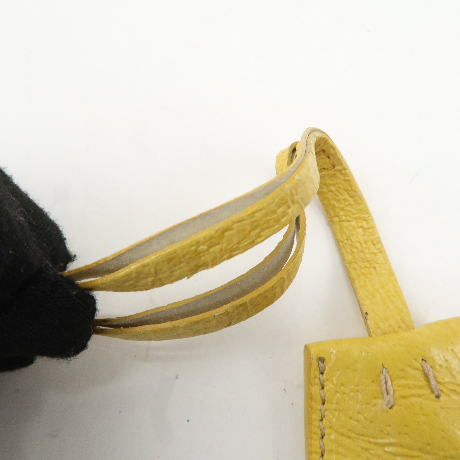 PRADA Canvas Leather Shoulder Bag Hand Bag Brown Yellow Used