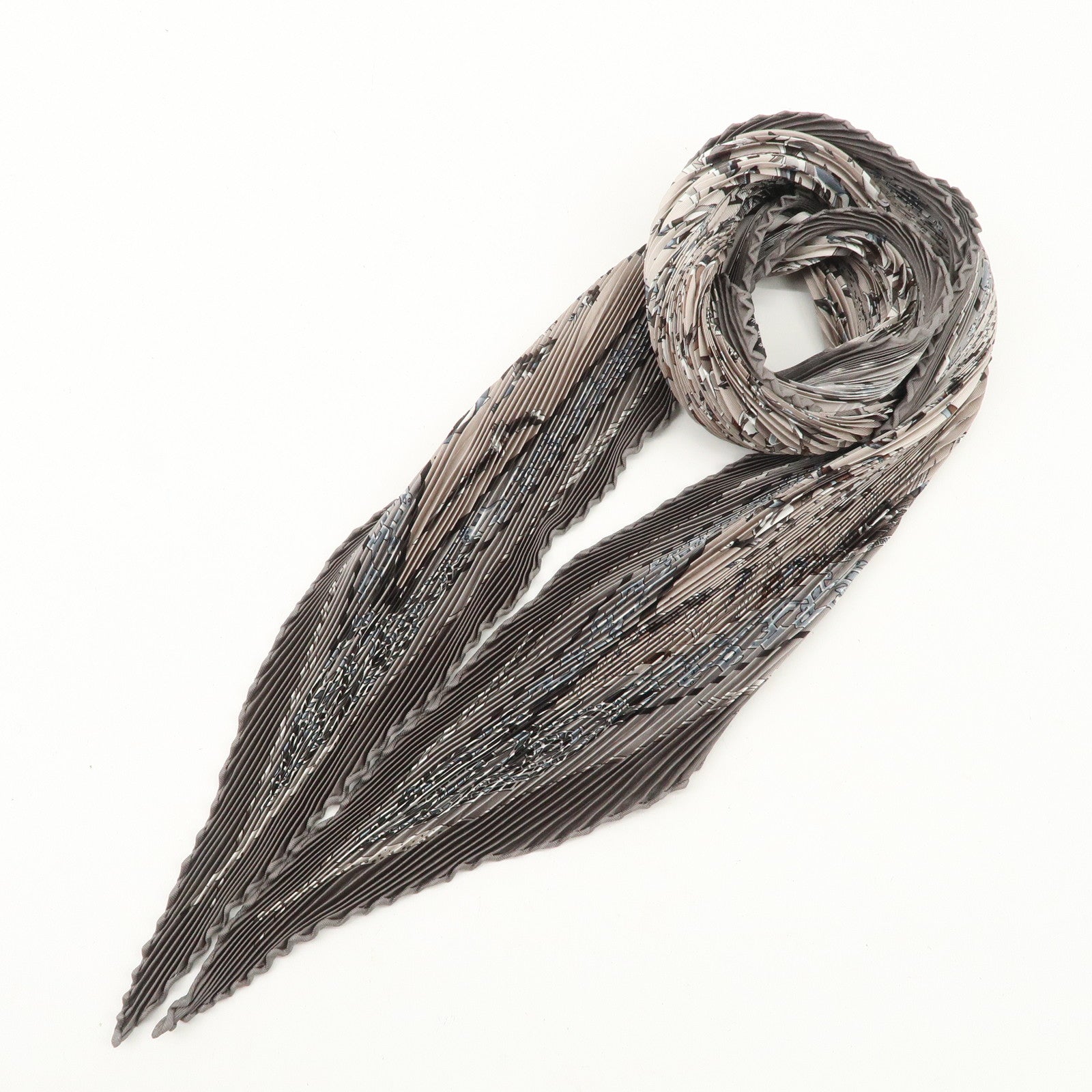 HERMES Silk 100% Pleats Carre Scarf LIBRES COMME L'AIR Gray Used