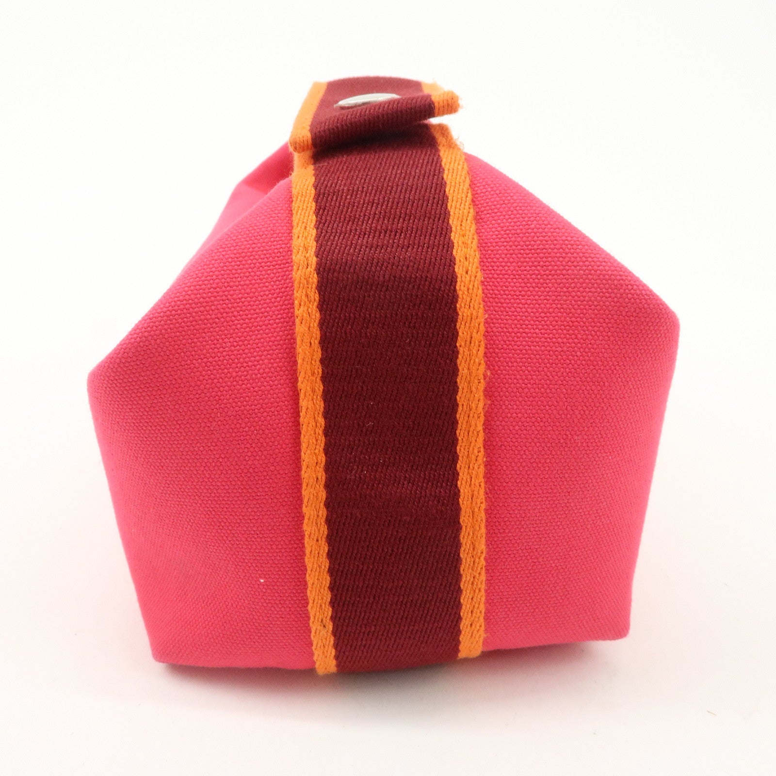 HERMES Canvas Bride A Brac PM Hand Bag Pink Bordeaux Orange Used